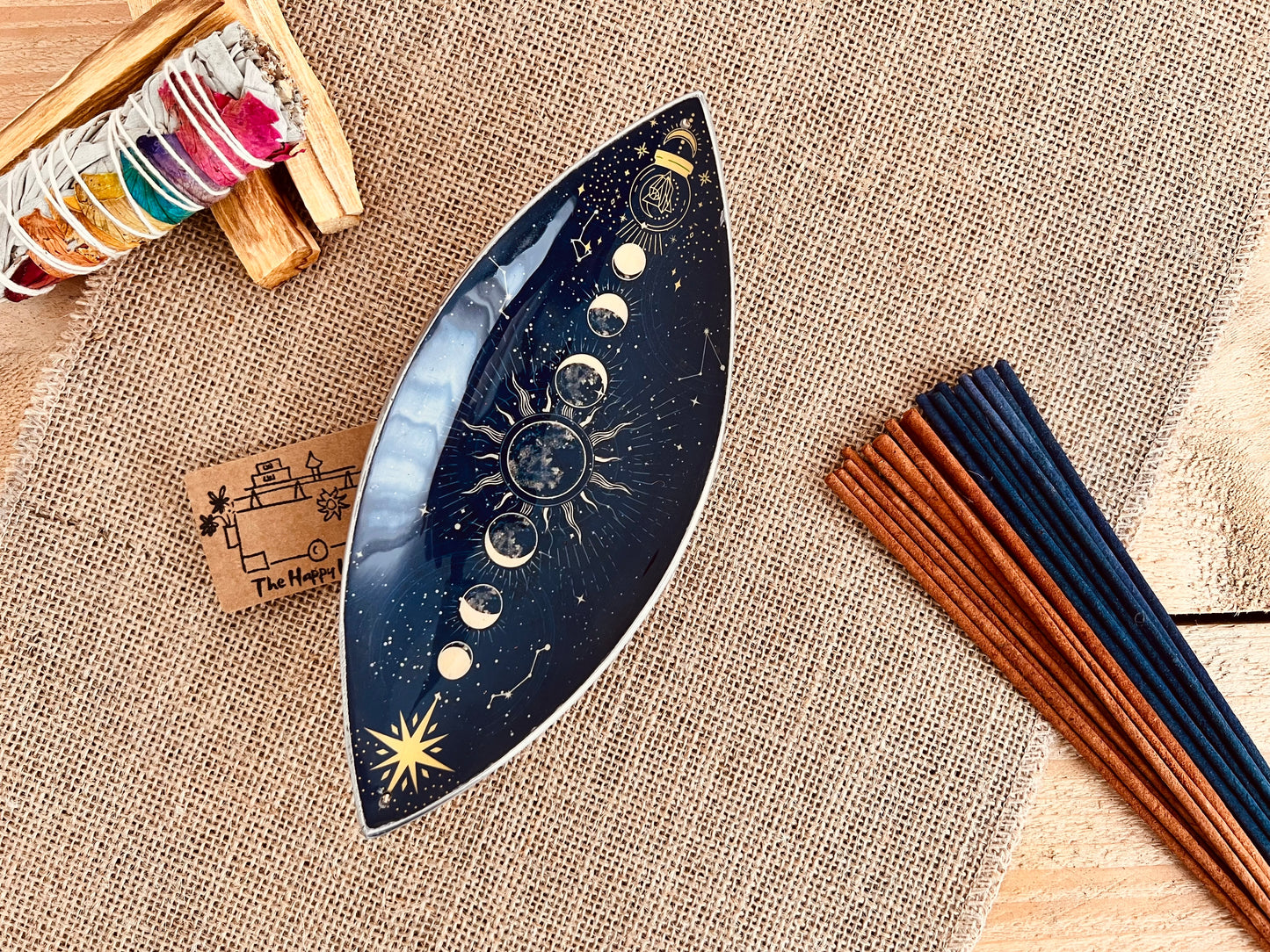 Enamel Bowl Incense Holder - Moon Phases