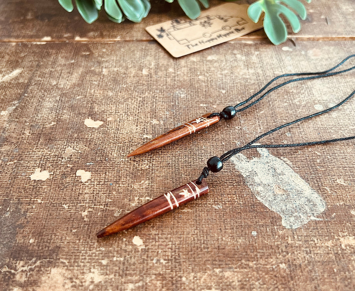 Faux Bone Tribal Horn Necklace | Vegan Resin Cord Choker