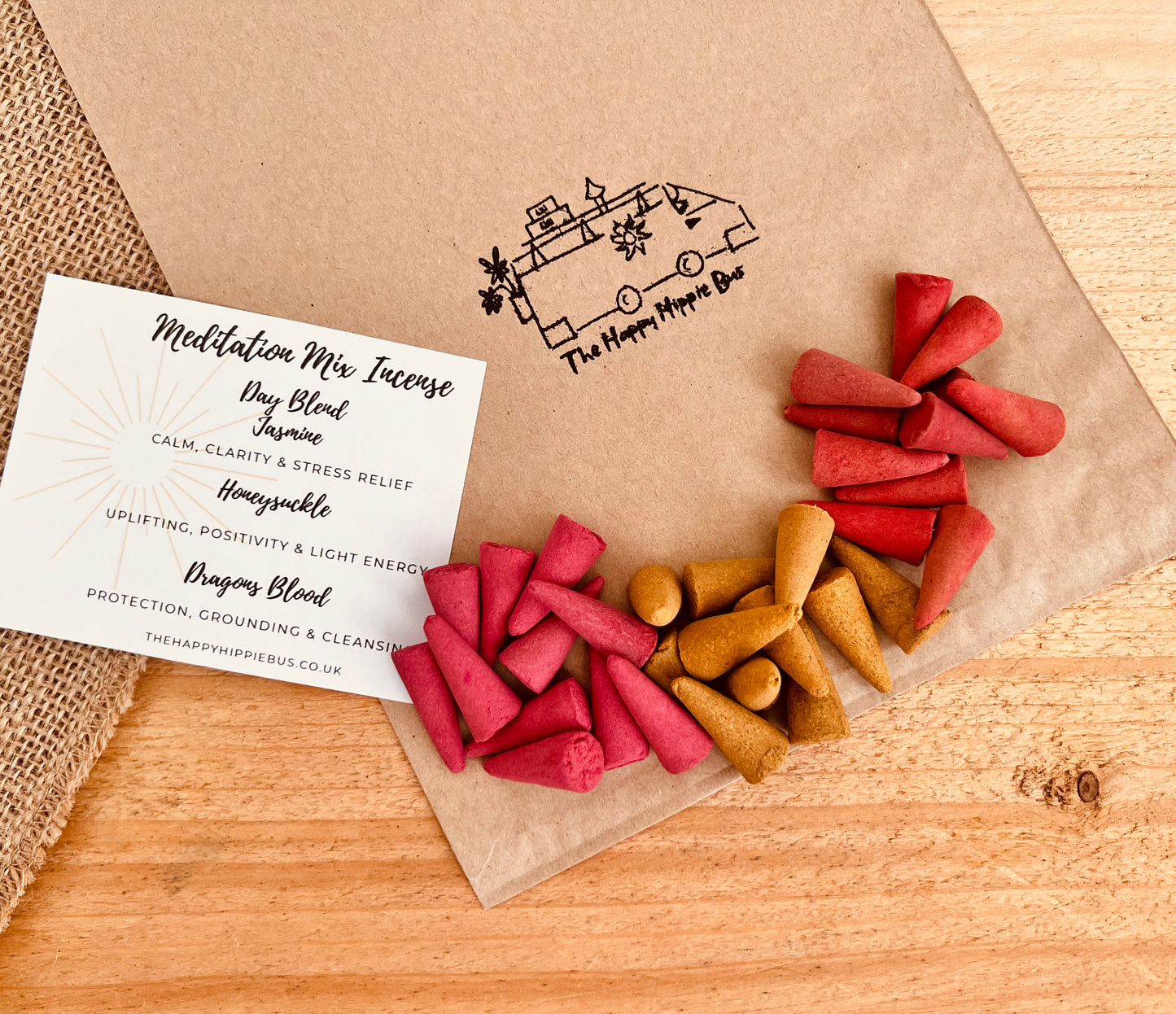Day mix Meditation Incense Cones a complementary duo for mindful routines. Day blend includes Honeysuckle, Jasmine & Dragon’s Blood. Uplifting & calming and grounding incense. Perfect for morning focus, evening stillness, yoga, and sleep rituals.