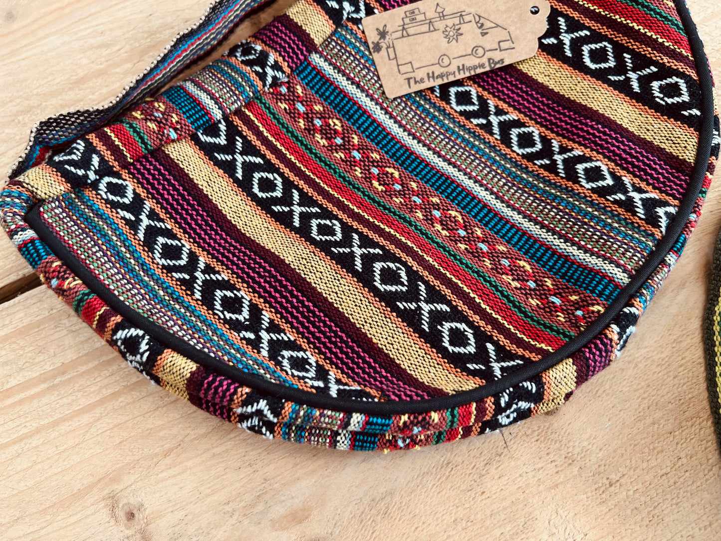Boho Crescent Moon Striped Mini Shoulder Bag