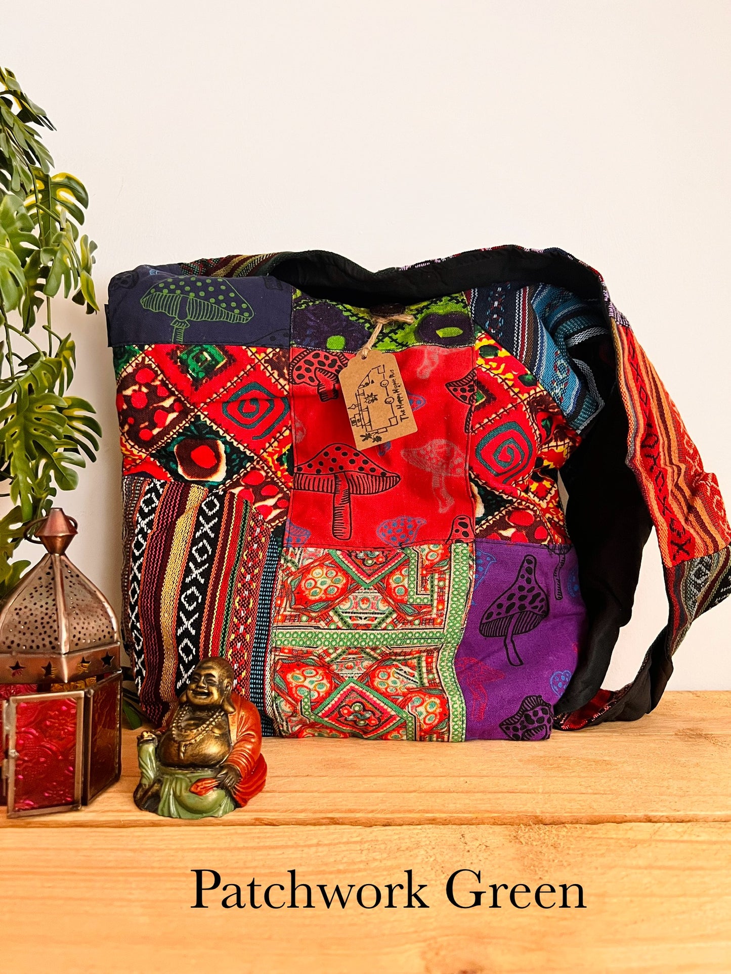 Gheri Patchwork Bohemian Hippie Shoulder Bag Mushroom Design