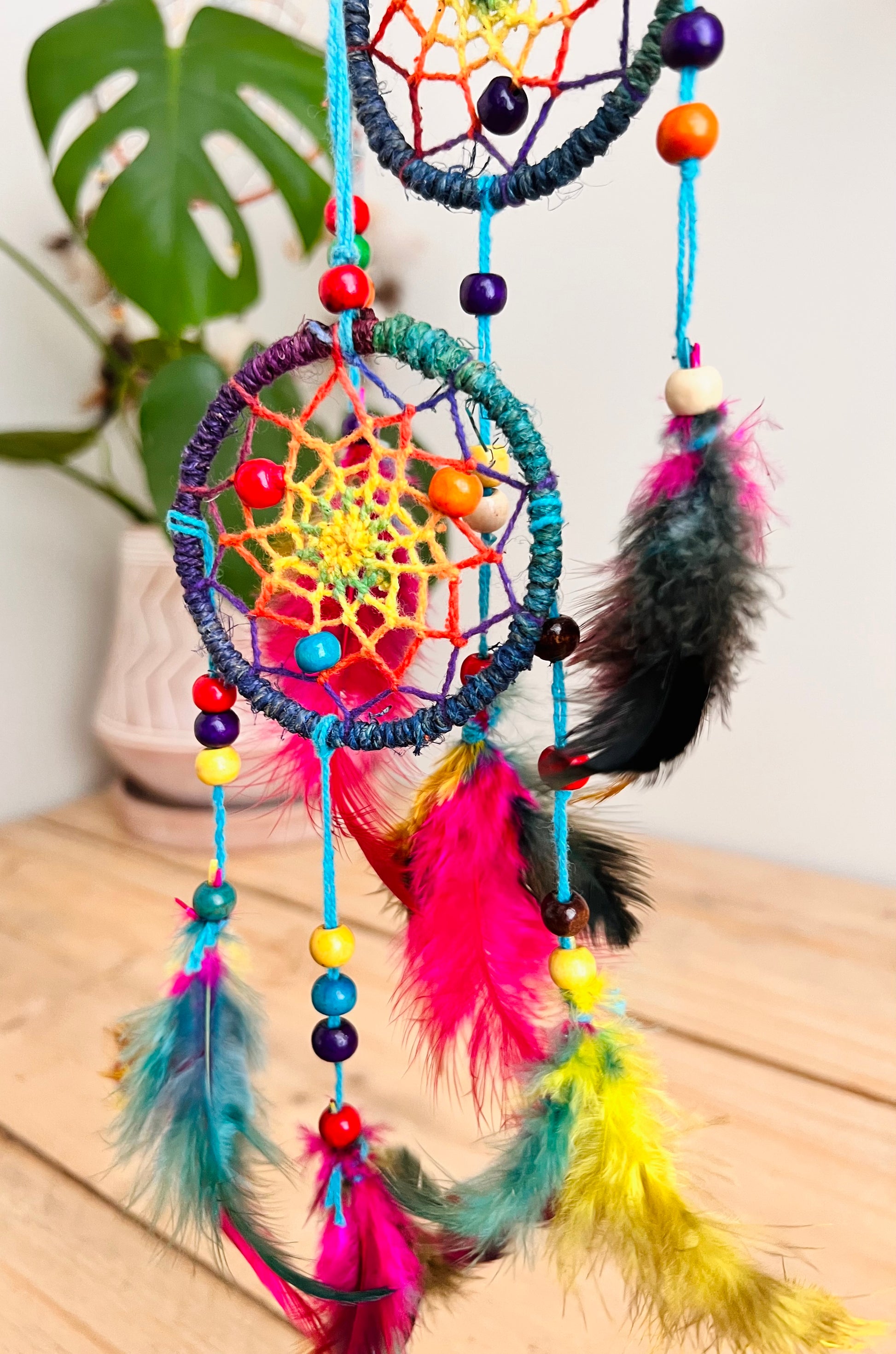 Handmade Fair Trade Mini Rainbow Colours dream catcher Bohemian Hippie Hanging Decor Bedroom Kids Adults 