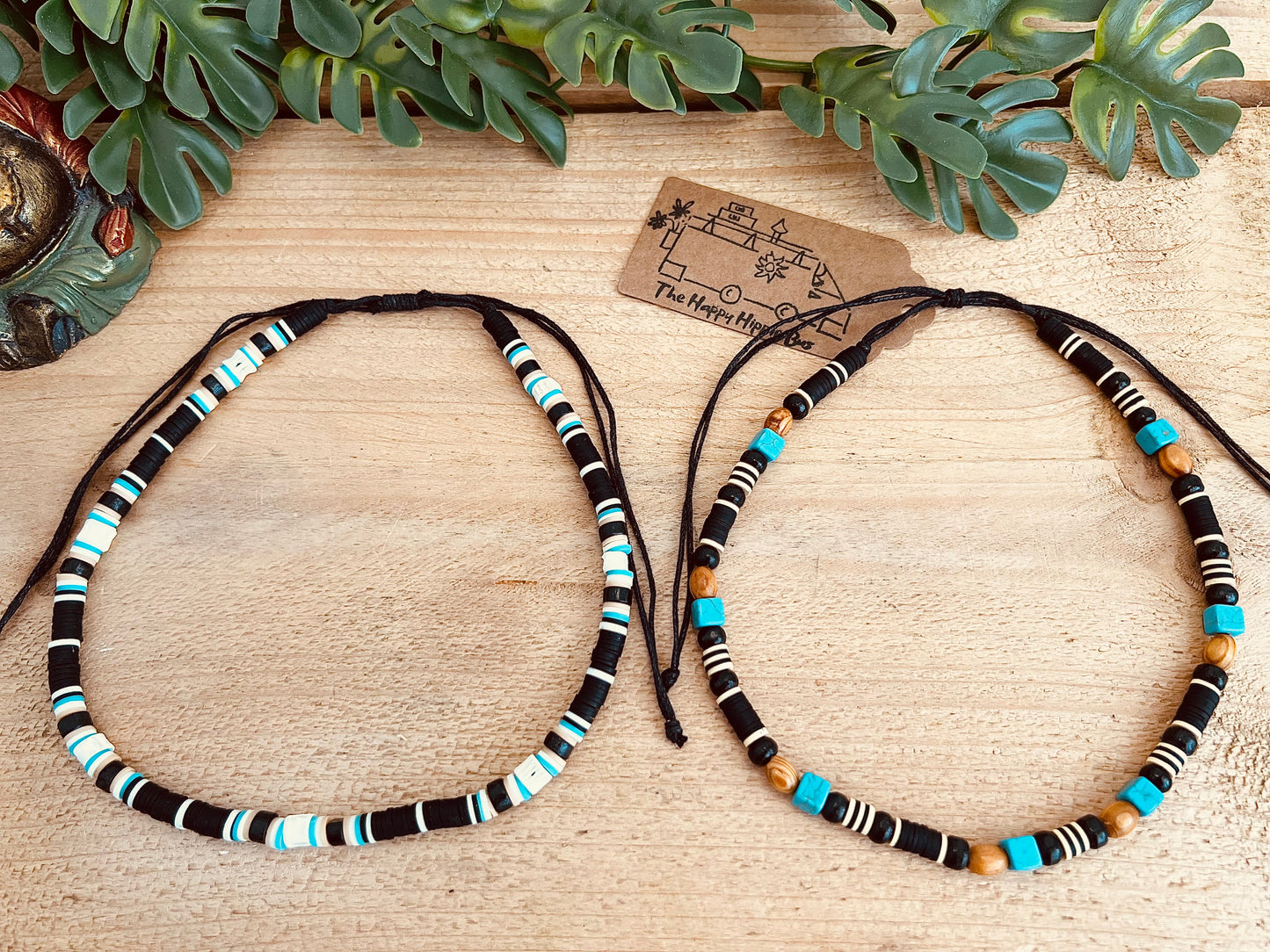 Handcrafted Beaded Surfer Necklace - Adjustable Cord Choker