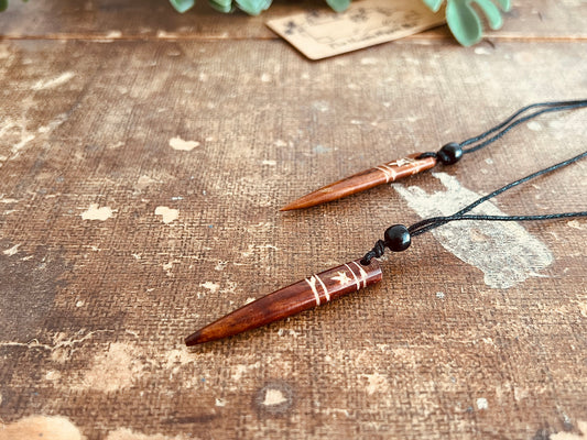 Faux Bone Tribal Horn Necklace | Vegan Resin Cord Choker