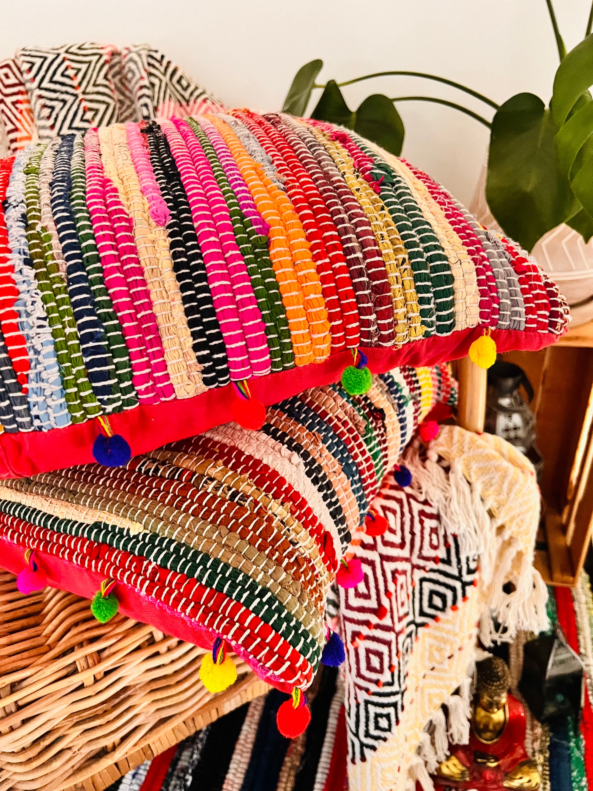 Large square Pom Pom cushion and cover 