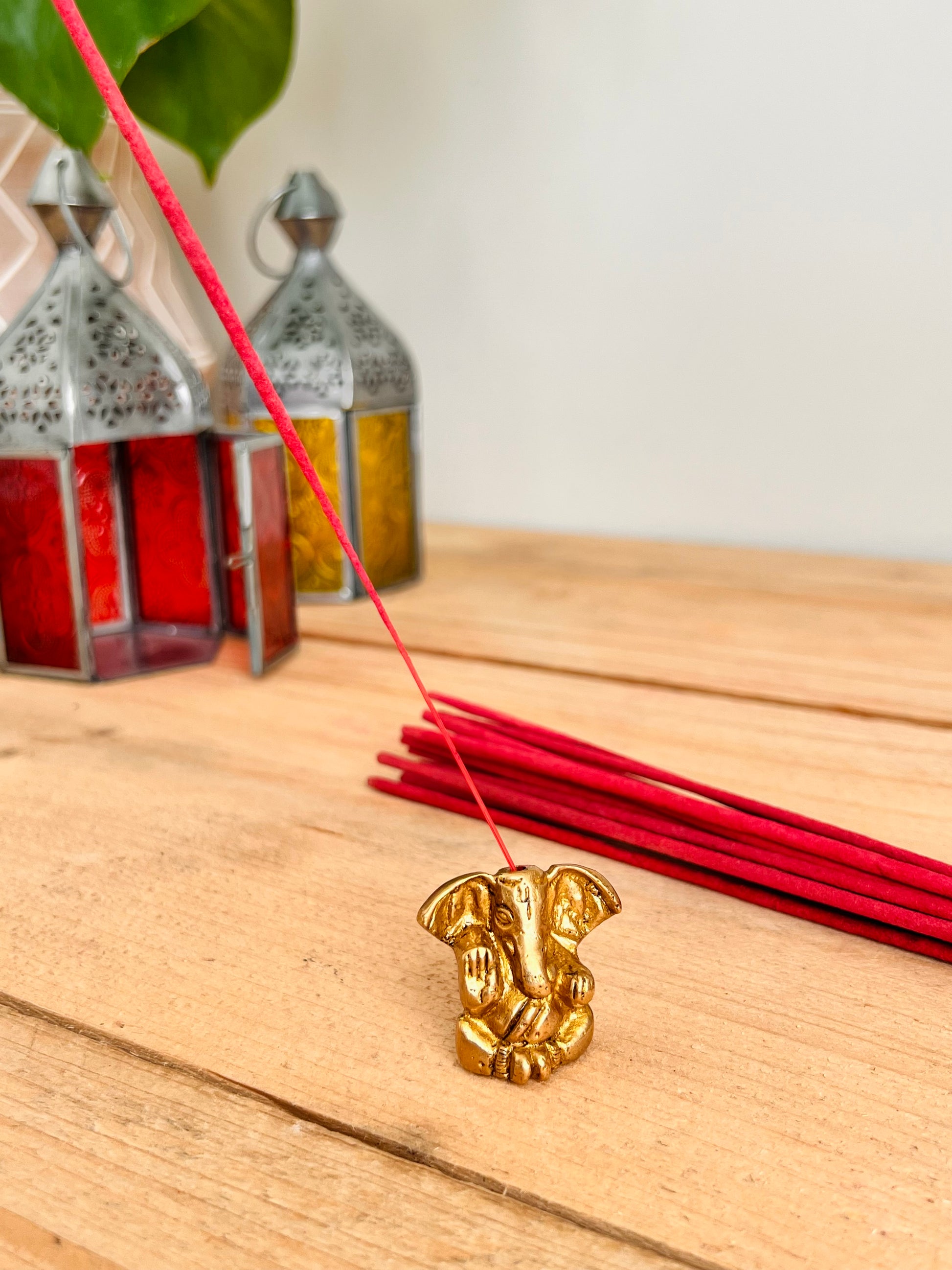 Handmade Fair Trade Ganesha Incense Stick Holder In Gold Mini