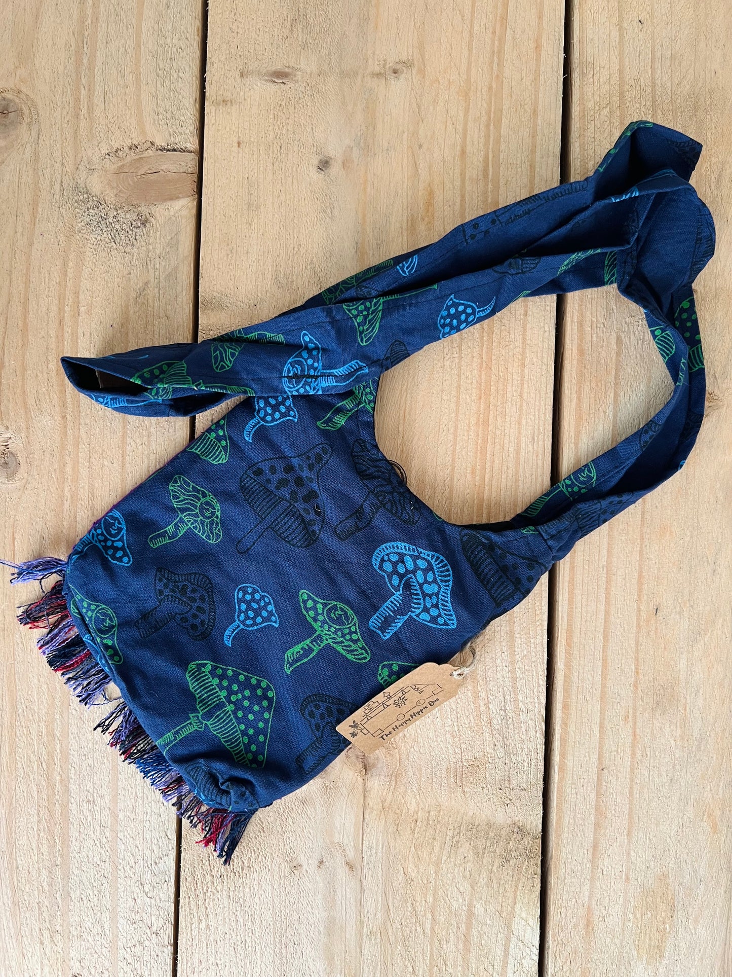 Handmade Fair Trade Bohemian Sun & Crescent Moon Hippie Shoulder Money Bag Beach Travel Festival Blue