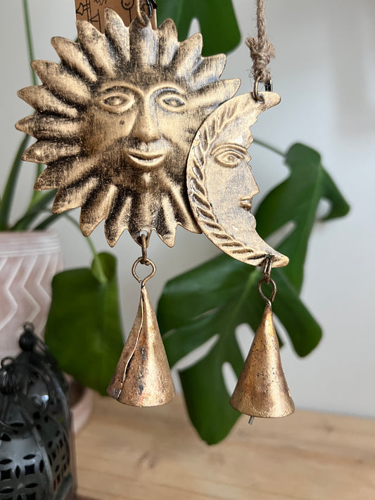 Handmade Fair Trade Ethically Sourced Bohemian Sun Bell Wind Chime Indian Bell Bronze Sun Bell Hippie Bohemian 