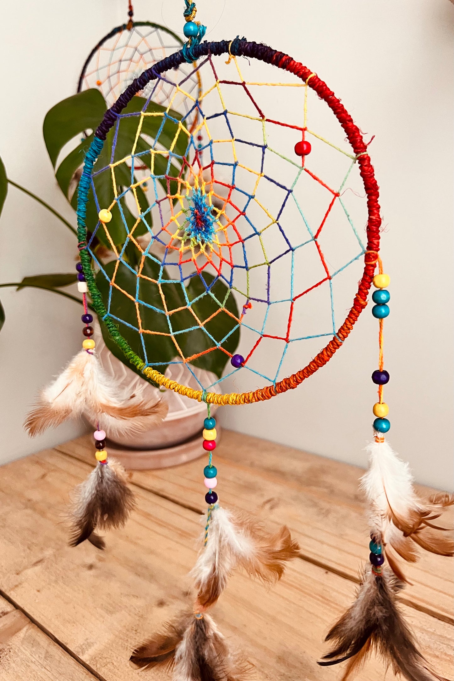 Round hanging dream catcher natural hemp 