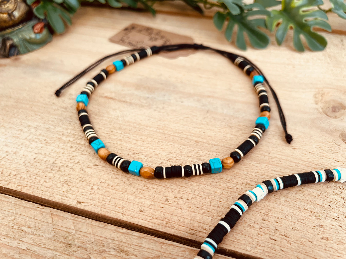 Handcrafted Beaded Surfer Necklace - Adjustable Cord Choker