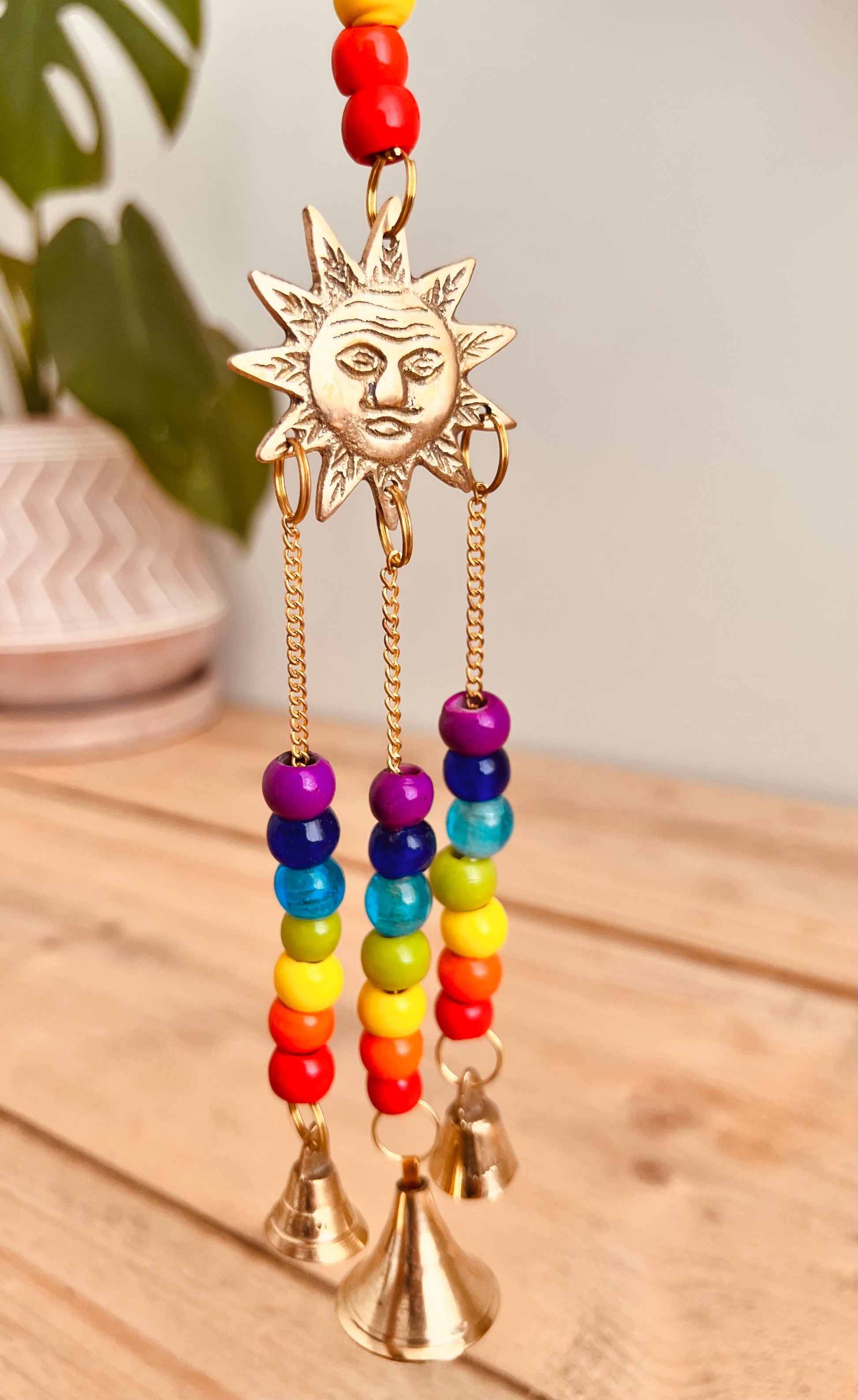 Handmade & Fair Trade Chakra Beads, Brass Sun Wind Chime, Hippie Indian Bells