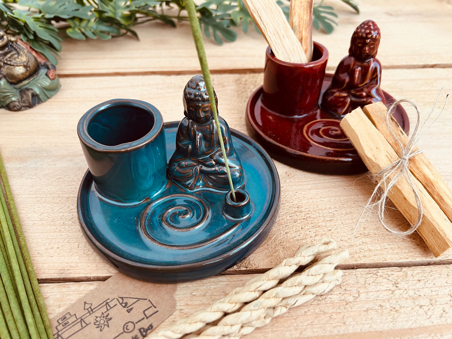 Ceramic Buddha Incense & Palo Santo Holder