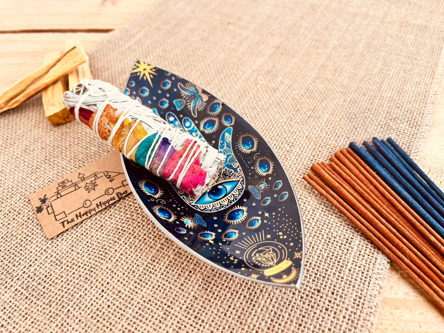 Enamel Bowl Incense Holder - Hamsa Hand