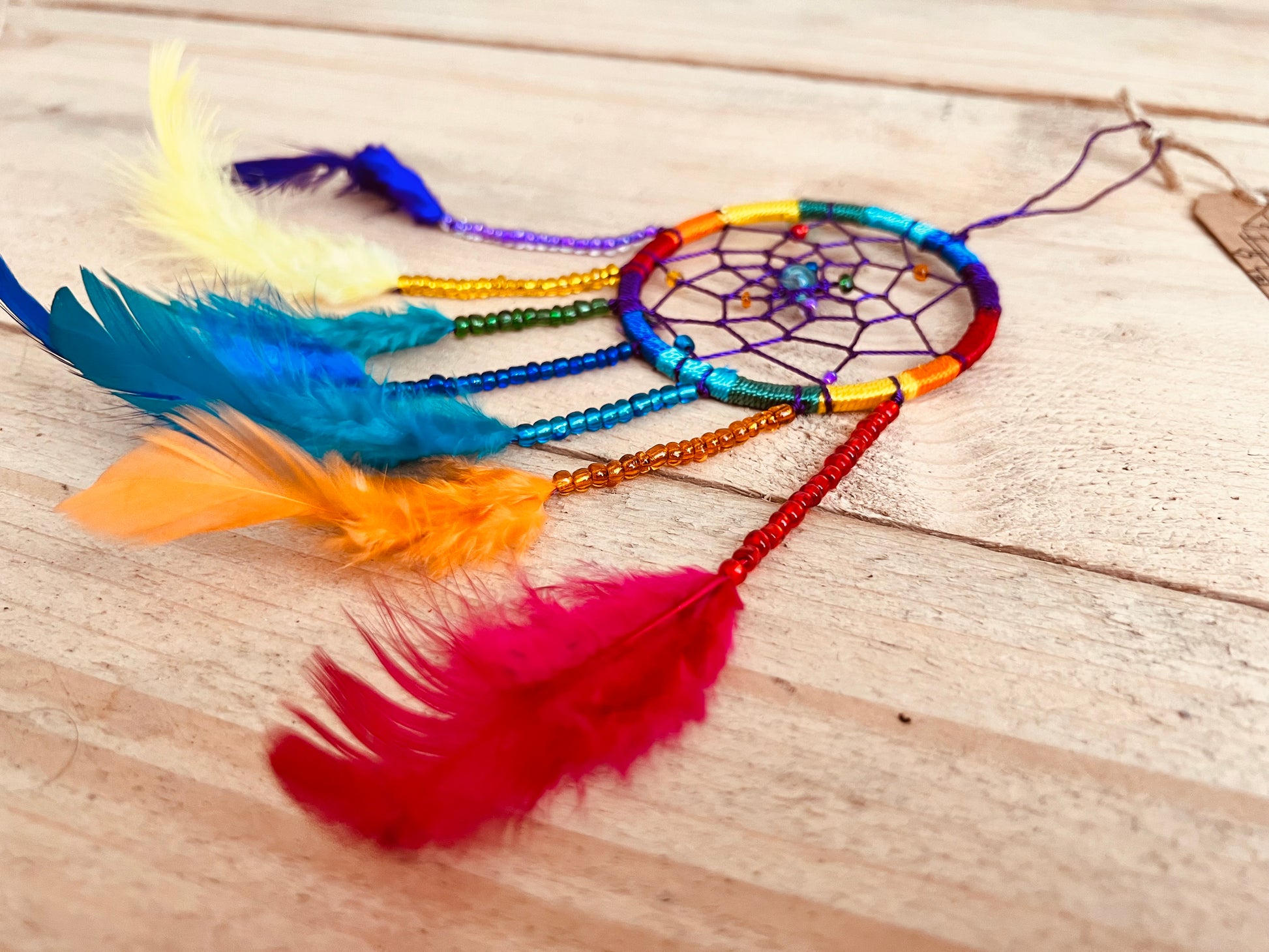 small rainbow multicoloured dreamcatcher