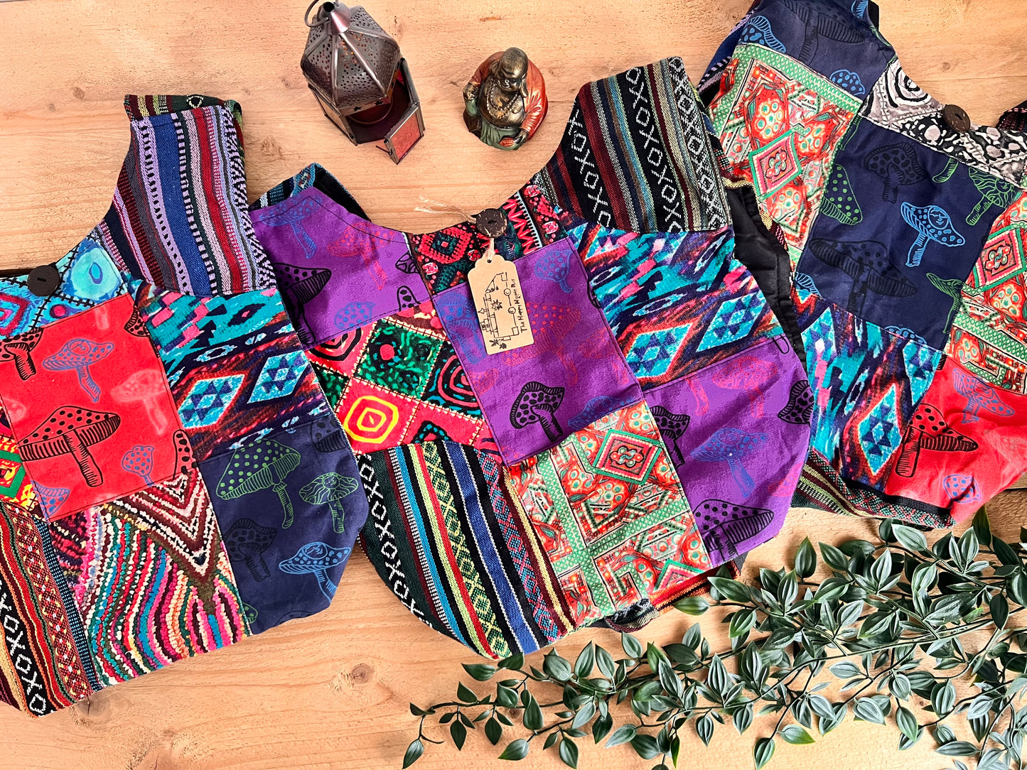 Gheri Patchwork Bohemian Hippie Shoulder Bag Mushroom Design