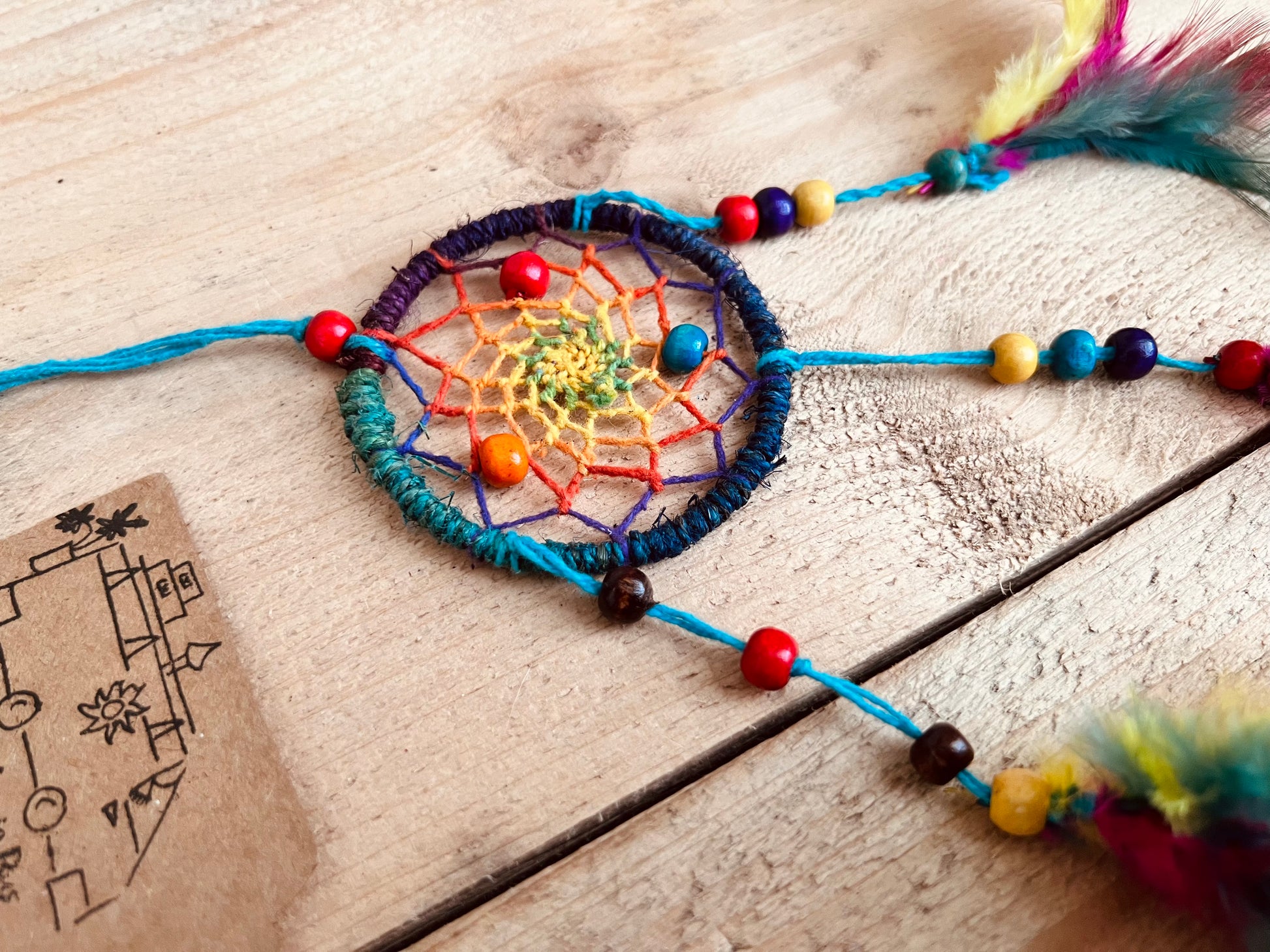 Handmade Fair Trade Mini Rainbow Colours dream catcher Bohemian Hippie Hanging Decor Bedroom Kids Adults 