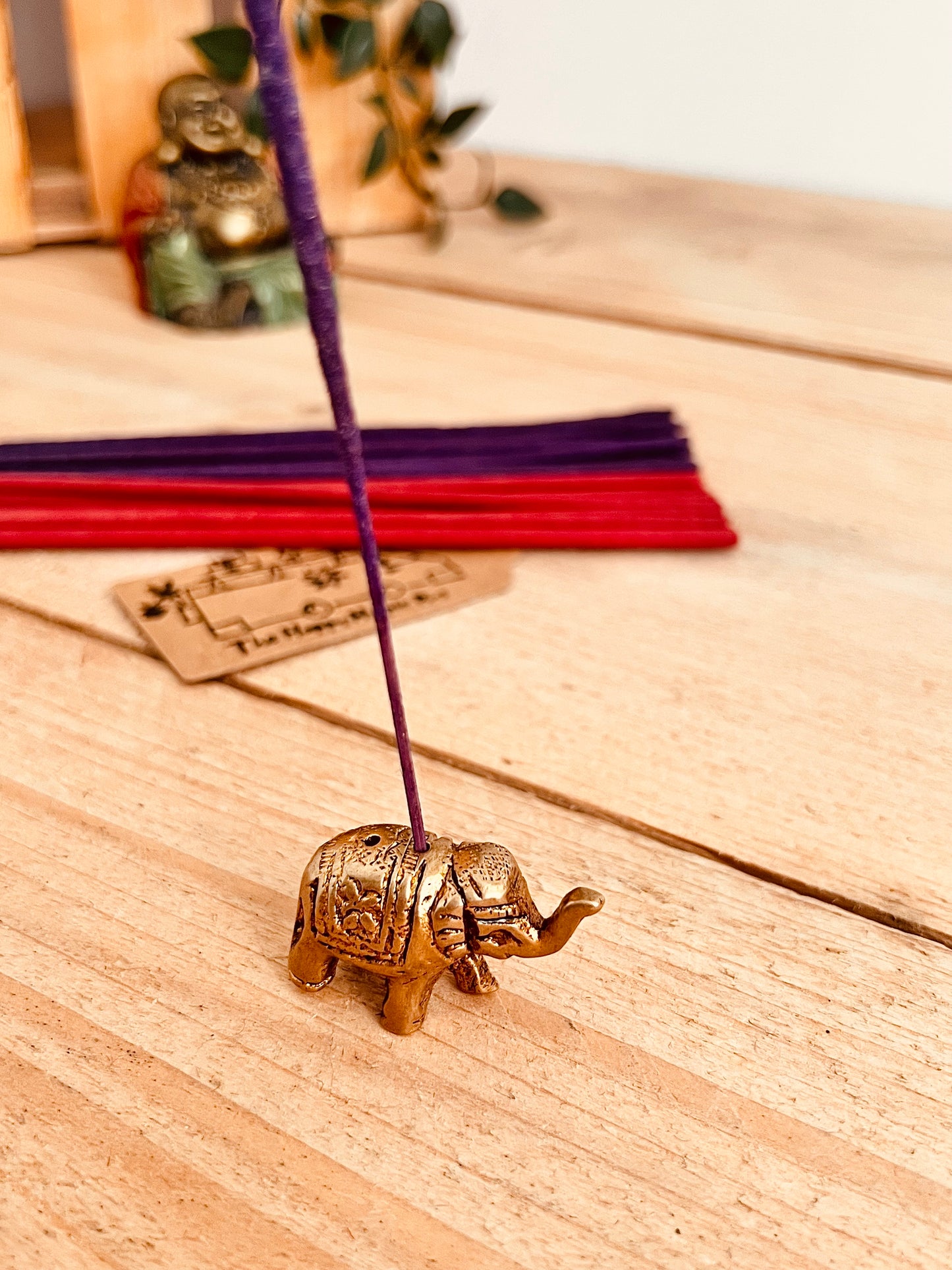 Mini Brass Elephant Incense Stick Holder