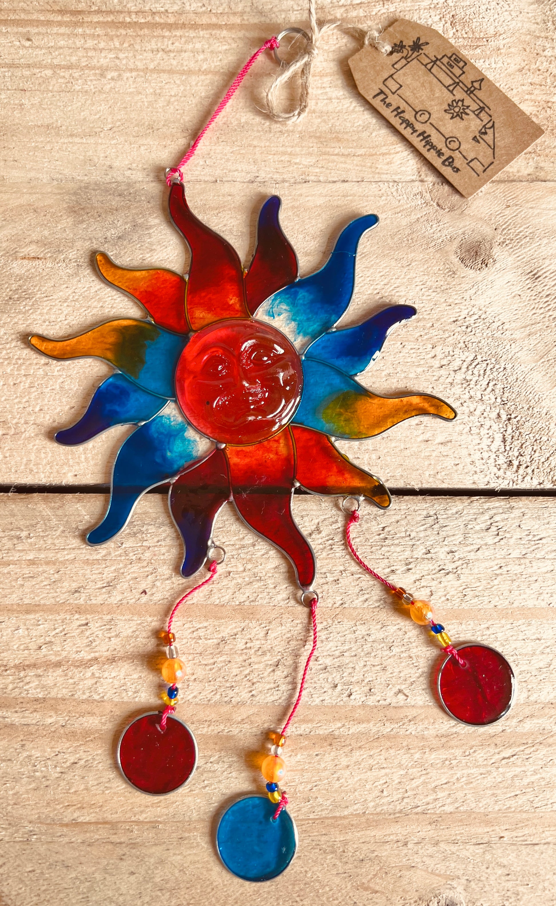 Rainbow Smiling sunshine sun catcher suncatcher Handmade fair trade ethically Sourced resin stained glass window decoration 