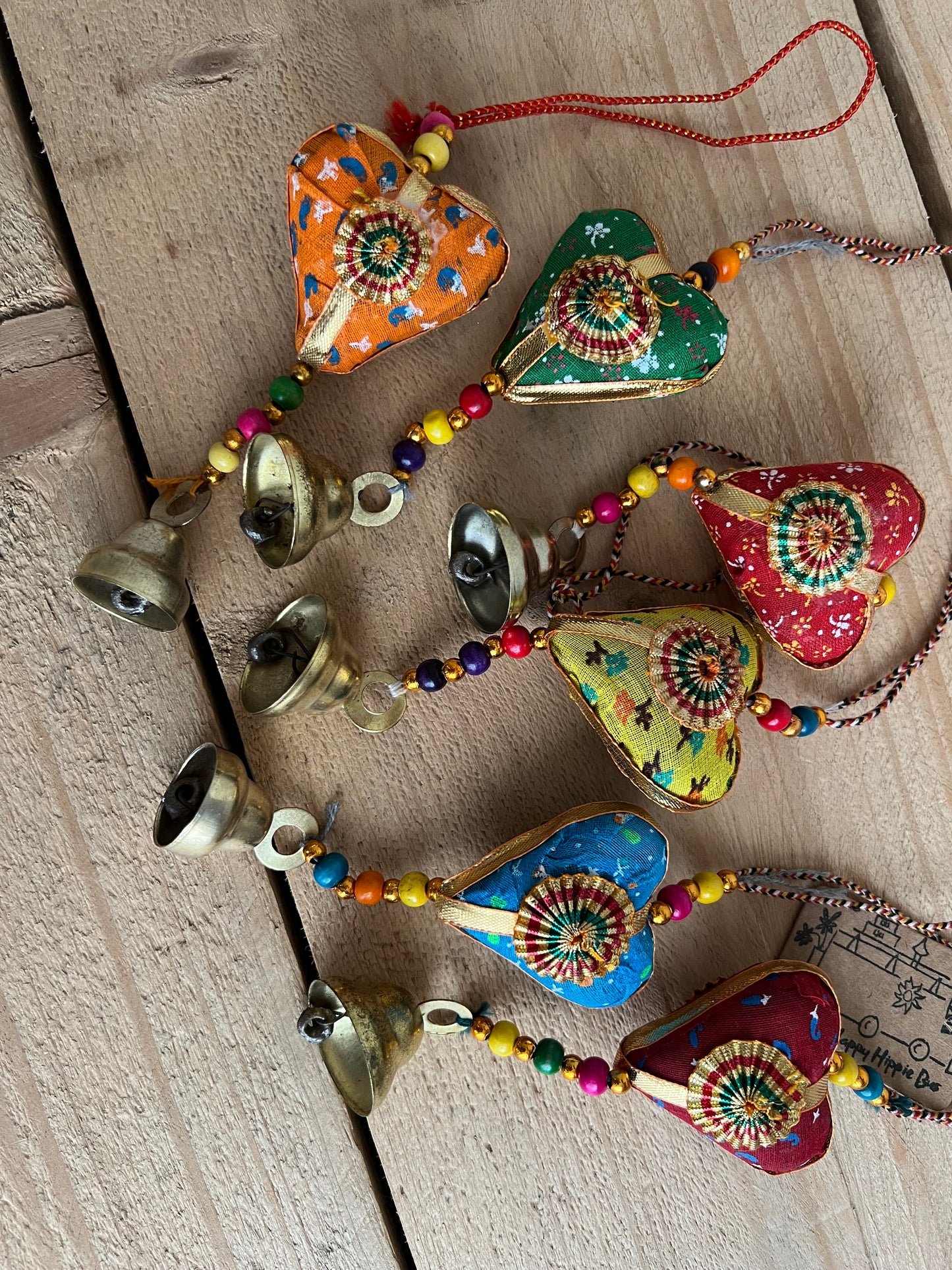 Hanging Fabric Heart Bell Windchime