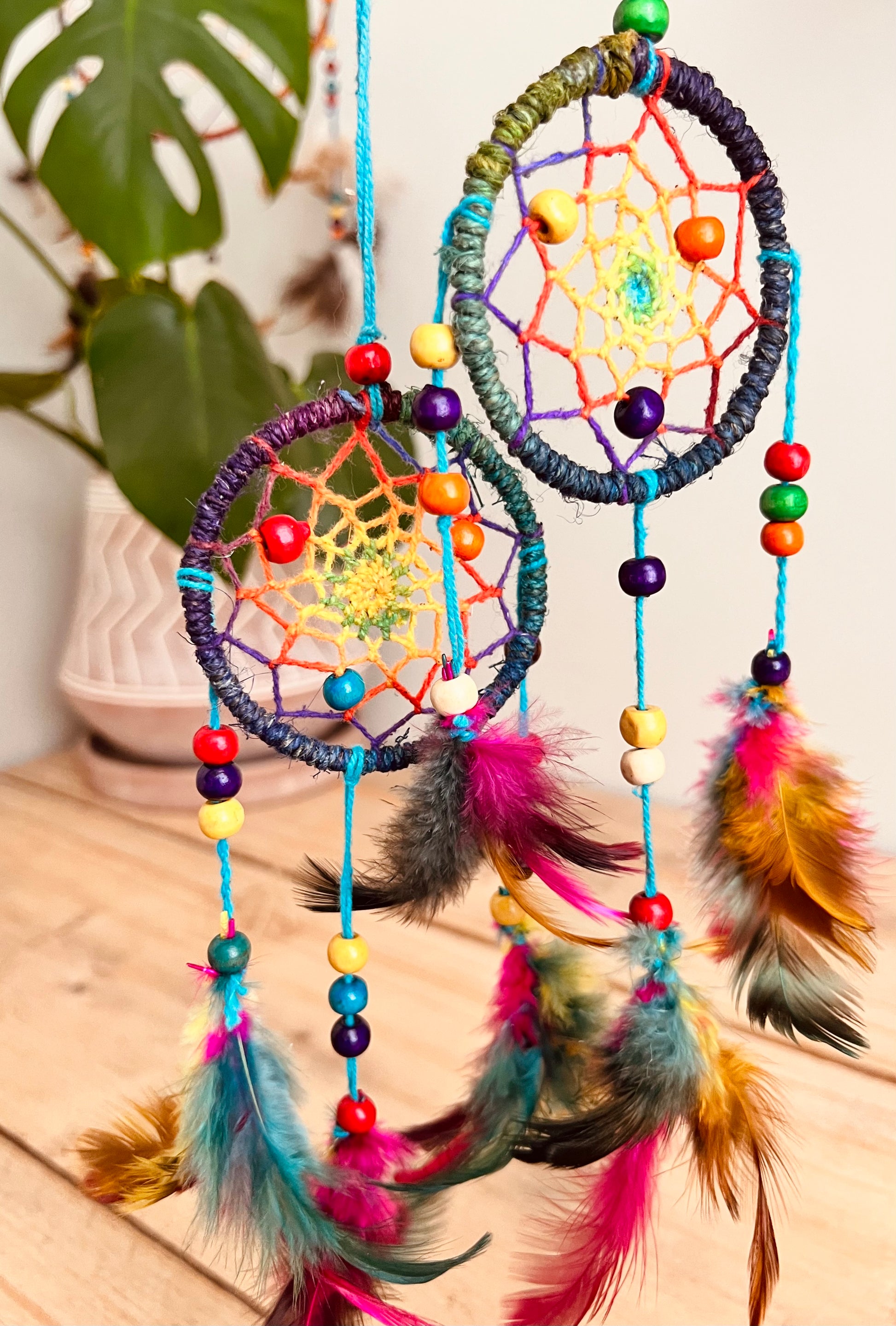 Handmade Fair Trade Mini Rainbow Colours dream catcher Bohemian Hippie Hanging Decor Bedroom Kids Adults 