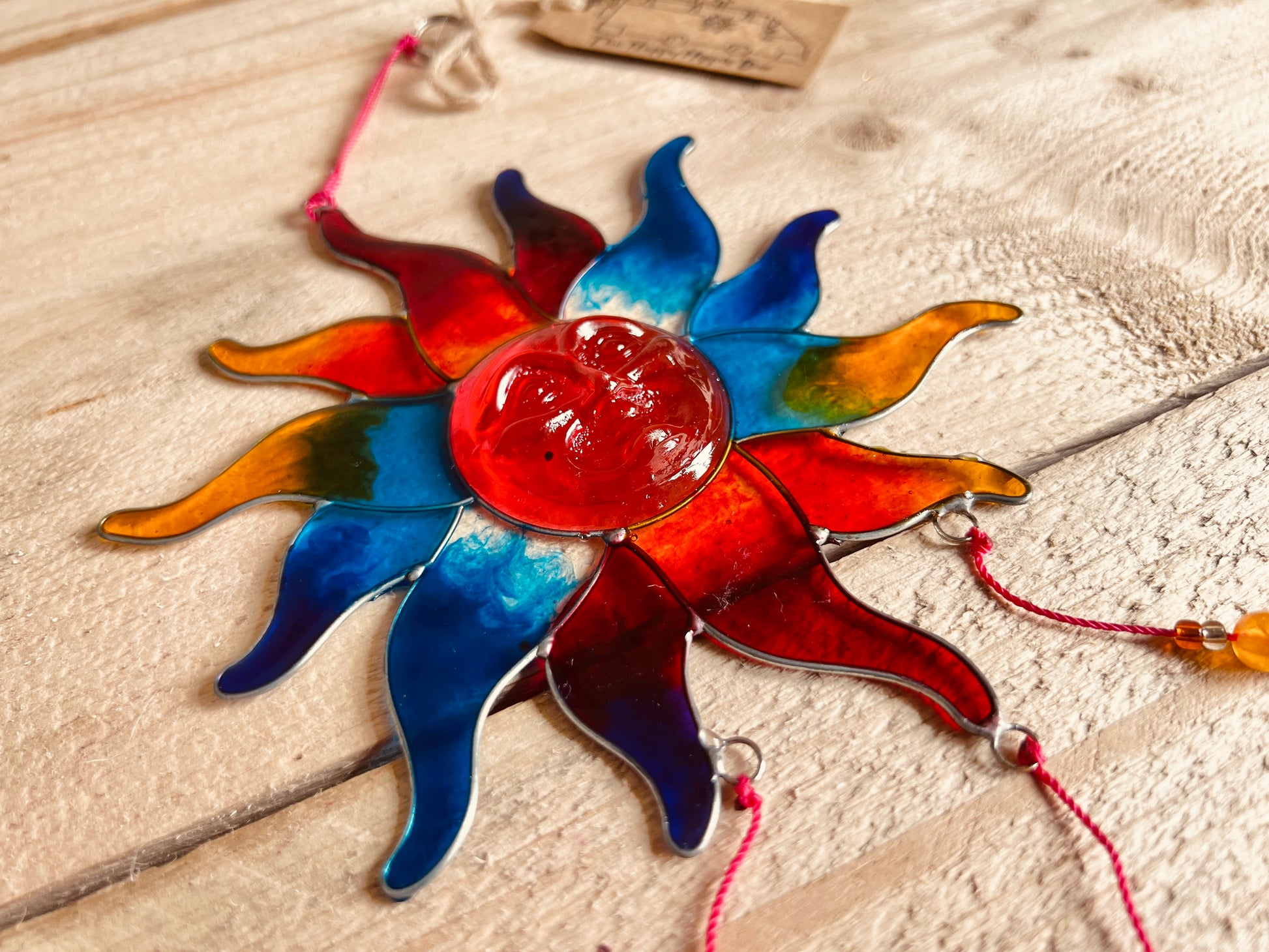 Rainbow sunshine sun catcher suncatcher Handmade fair trade ethically Sourced resin stained glass window decoration 