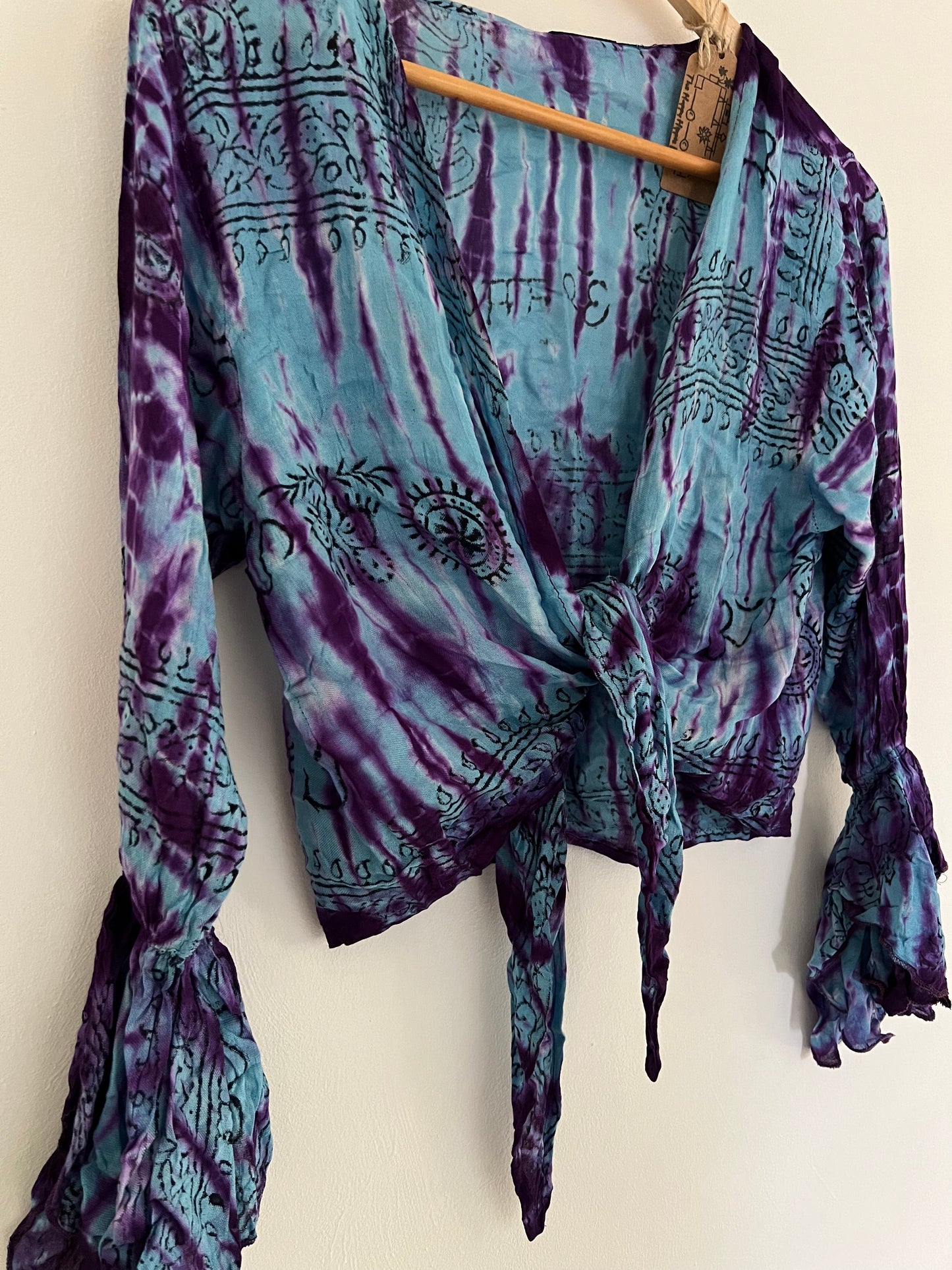 Handmade Fair Trade Hippie Boho Blue & Purple Prayer Top Slow Fashion 