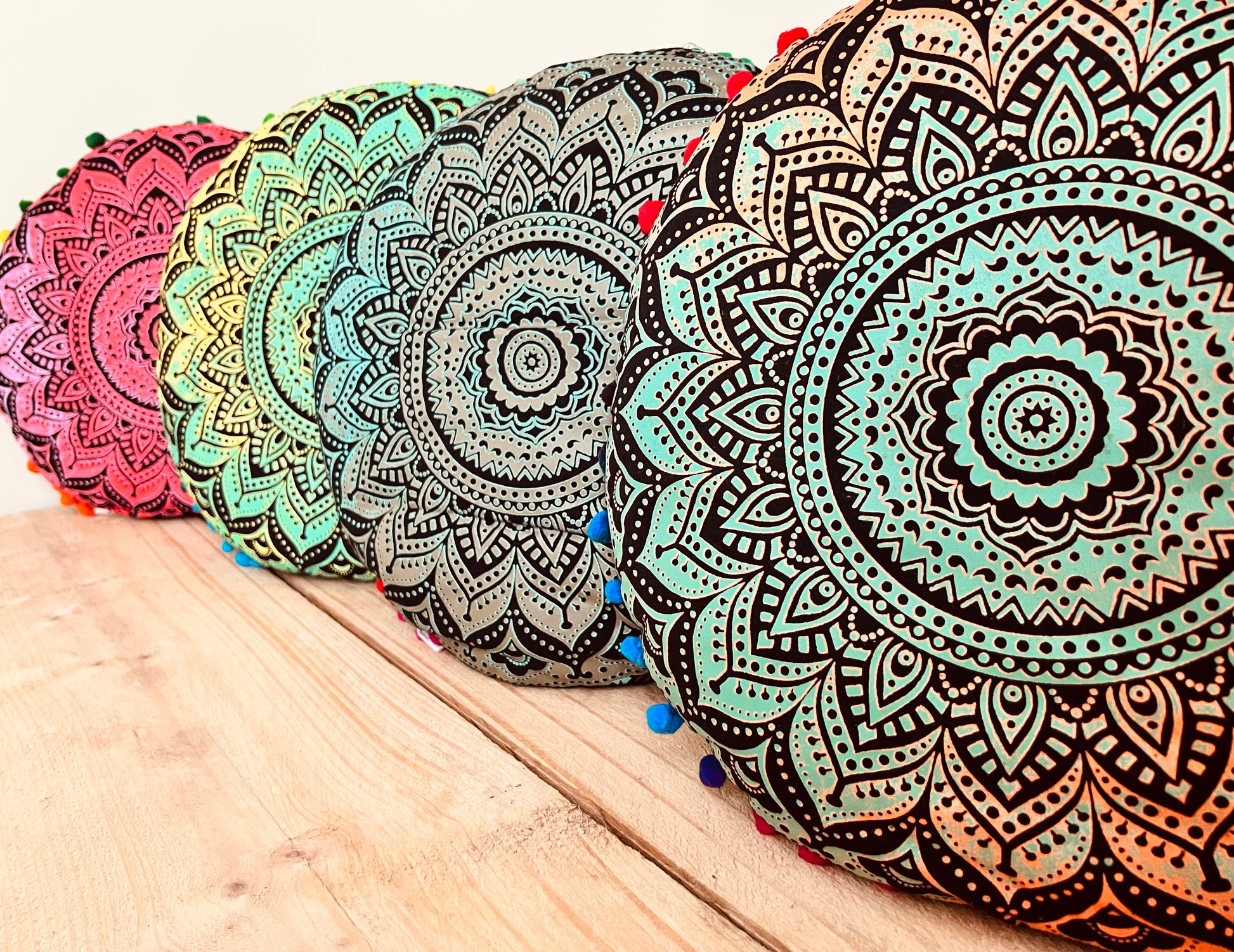 Handmade Fair Trade Round Mandala Print Yoga Meditation Floor Cushion Boho Hippie Home Decor 