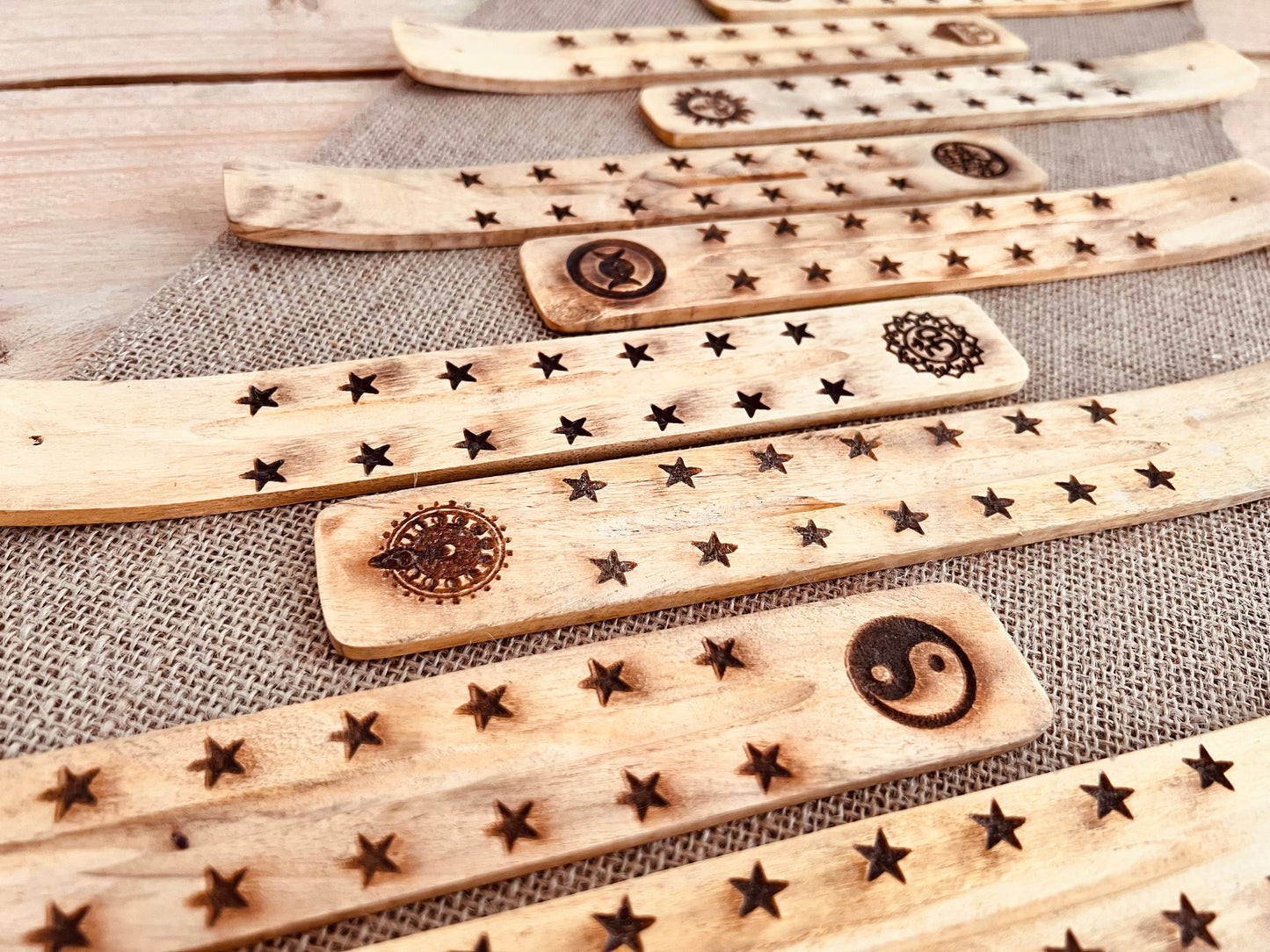 Incense Joss stick holder, wooden incense stick burner, handmade incense ash catcher, boho hippie spiritual home decor