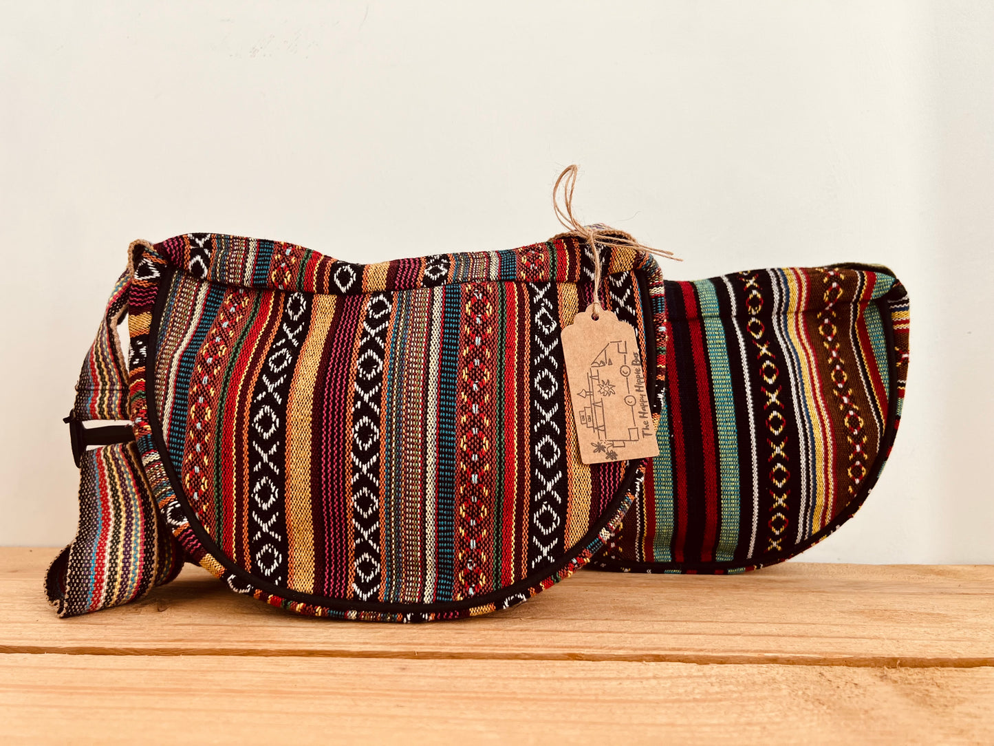 Boho Crescent Moon Striped Mini Shoulder Bag