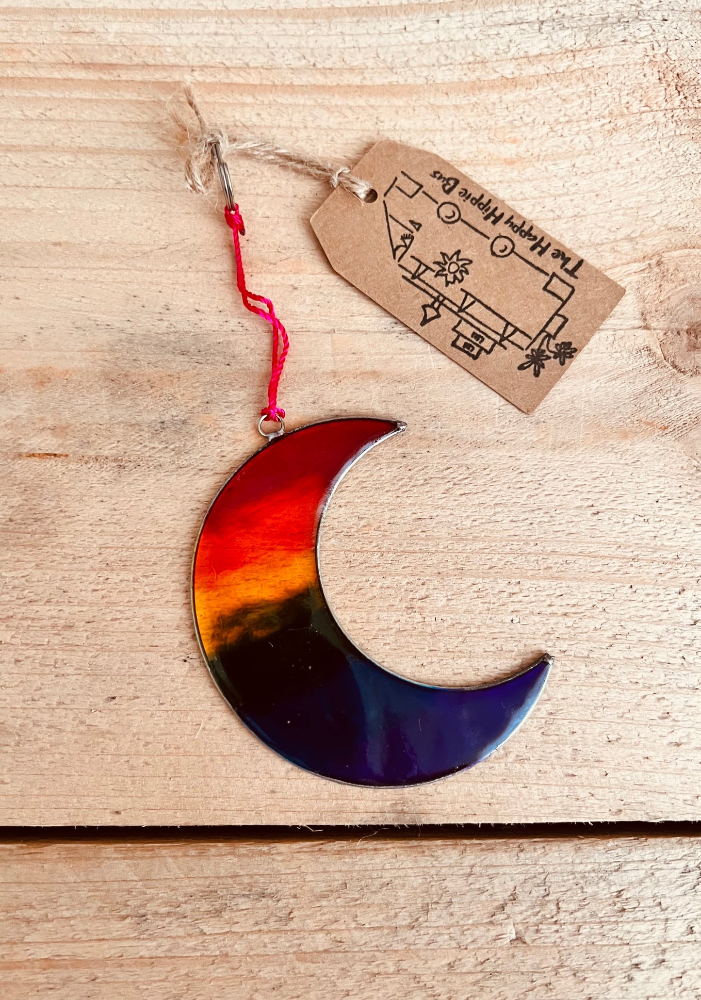 Handmade Fair Trade Crescent Moon Rainbow Sun Catcher Mini Window Decoration Hippie Bohemian Home Decor 