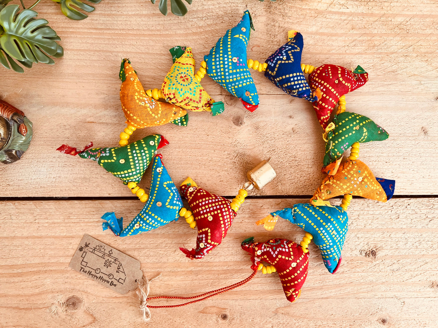 Hanging Fabric Tota Bird Bells - Traditional Indian Decoration