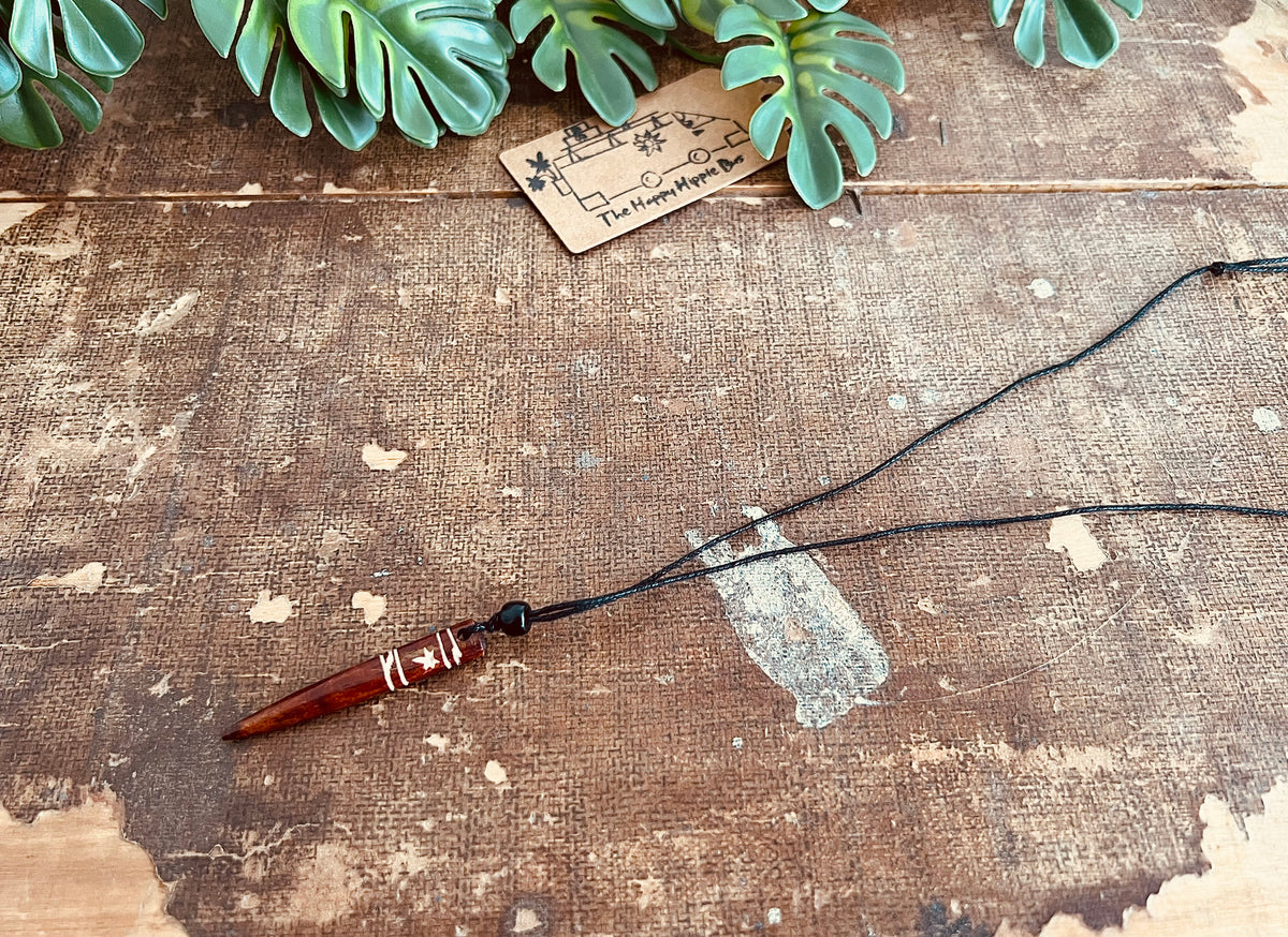 Faux Bone Tribal Horn Necklace | Vegan Resin Cord Choker