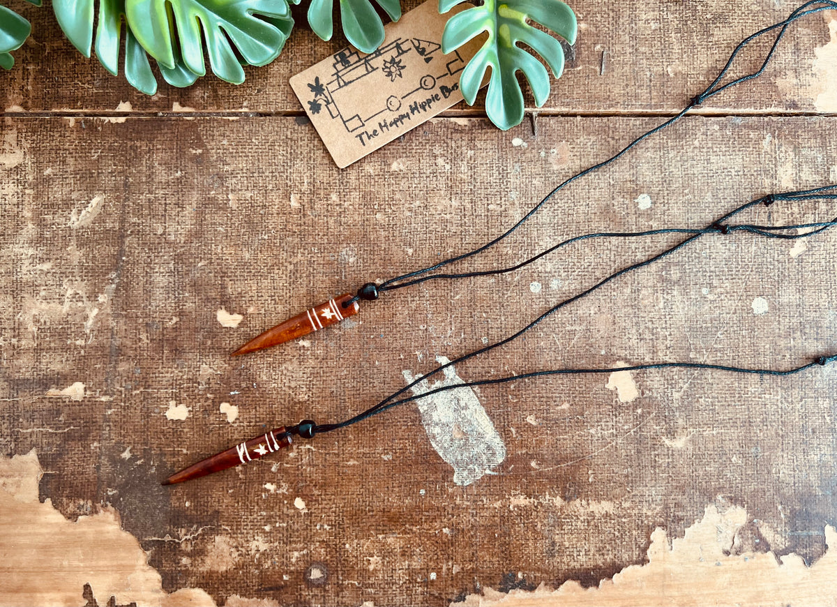 Faux Bone Tribal Horn Necklace | Vegan Resin Cord Choker