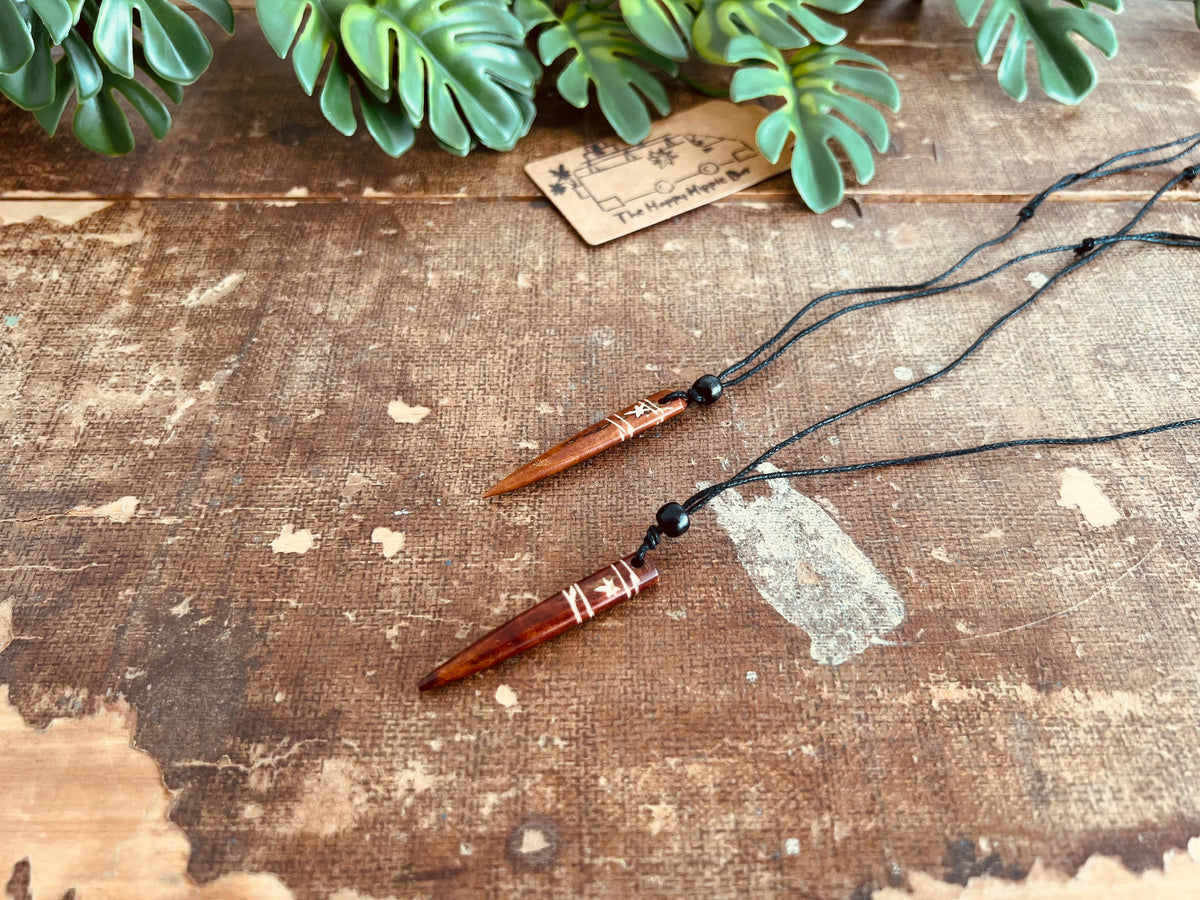 Faux Bone Tribal Horn Necklace | Vegan Resin Cord Choker