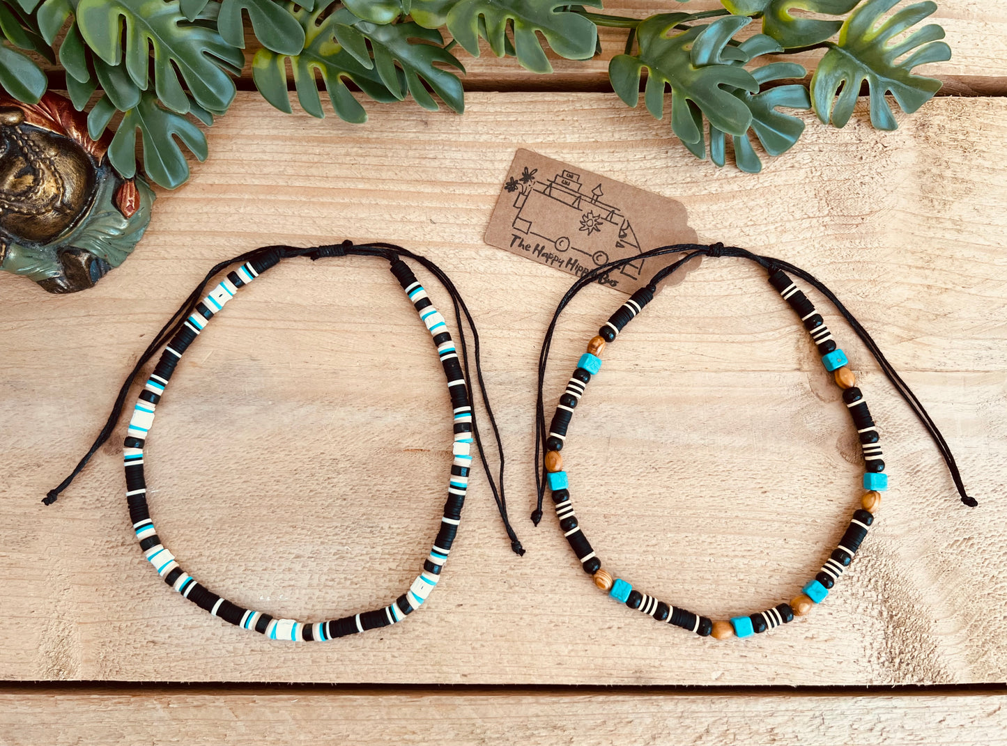 Handcrafted Beaded Surfer Necklace - Adjustable Cord Choker
