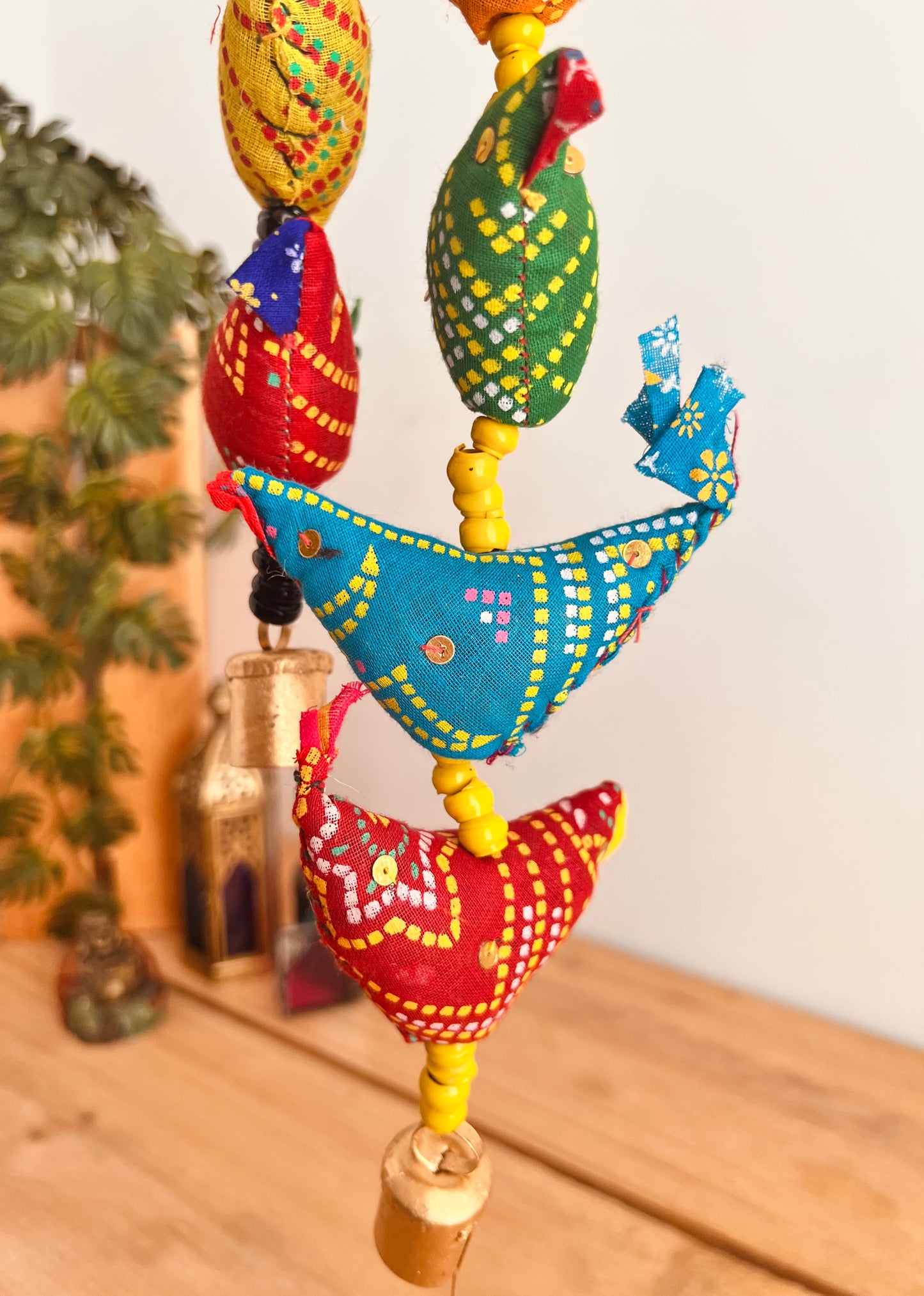 Hanging Fabric Tota Bird Bells - Traditional Indian Decoration