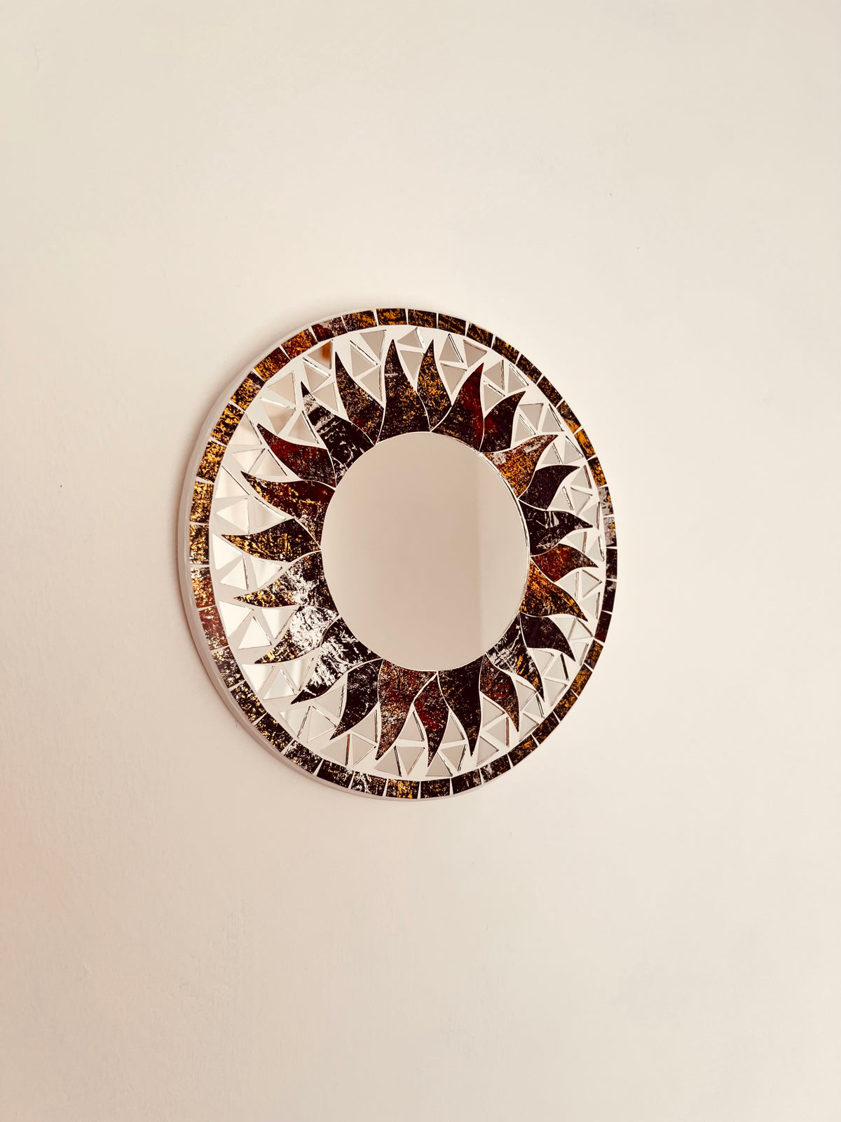 Mosaic Celestial Sun Mirror - Boho Bronze