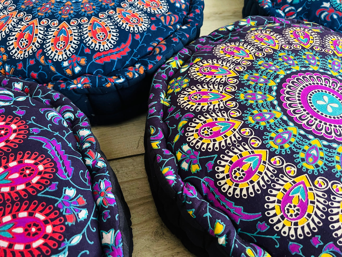 Handmade Fair Trade Peacock Print Large Floor Yoga Meditation Cushion Bohemian Hippie Home Decor 