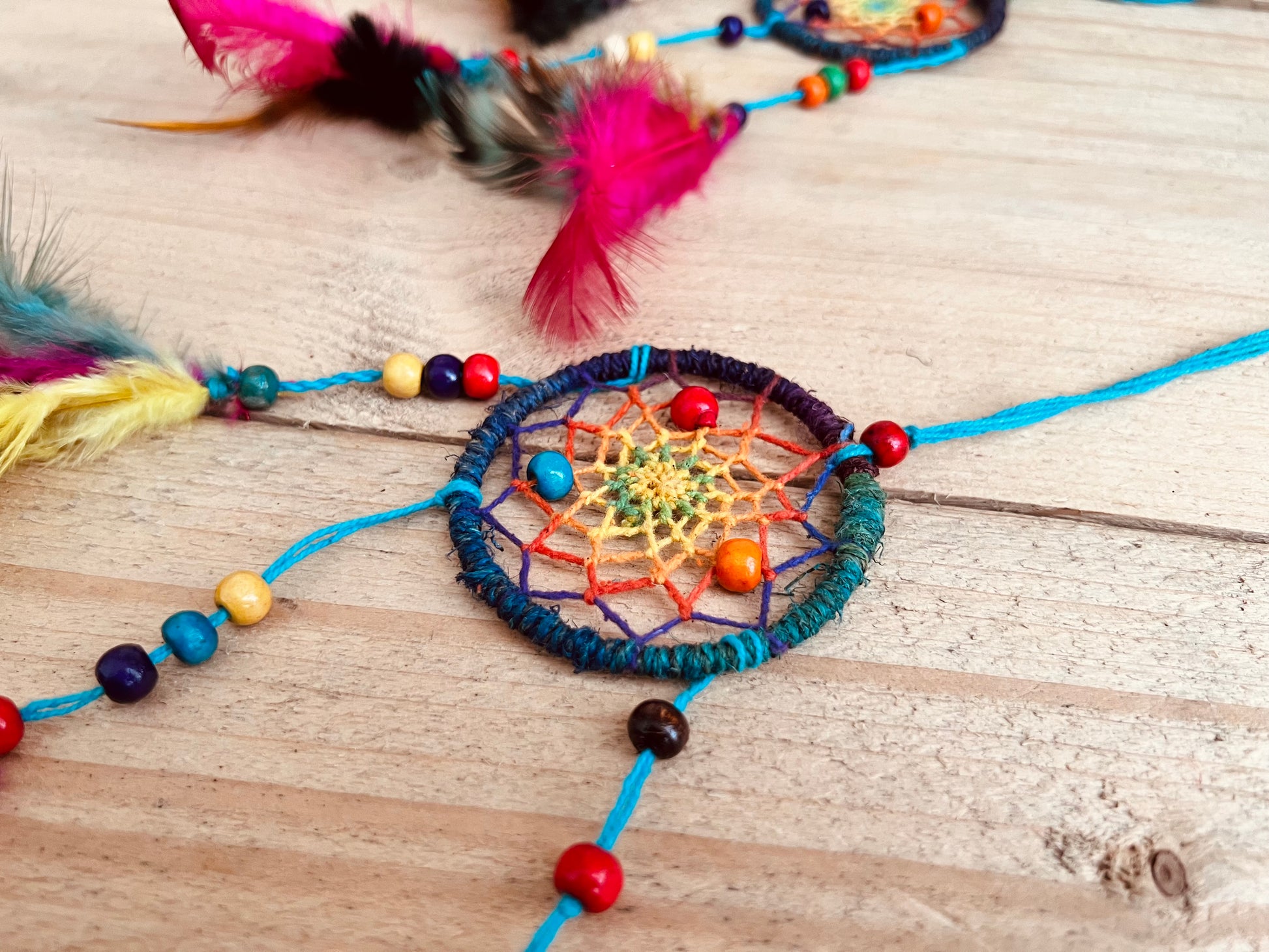 Handmade Fair Trade Mini Rainbow Colours dream catcher Bohemian Hippie Hanging Decor Bedroom Kids Adults 