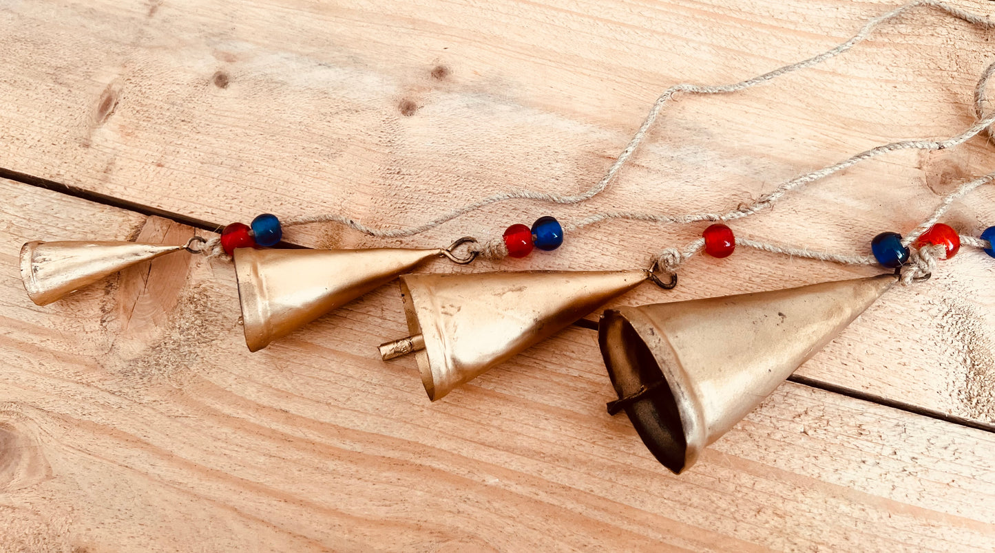Indian String of Bells - Cone Cow Bell Large Wind Chime
