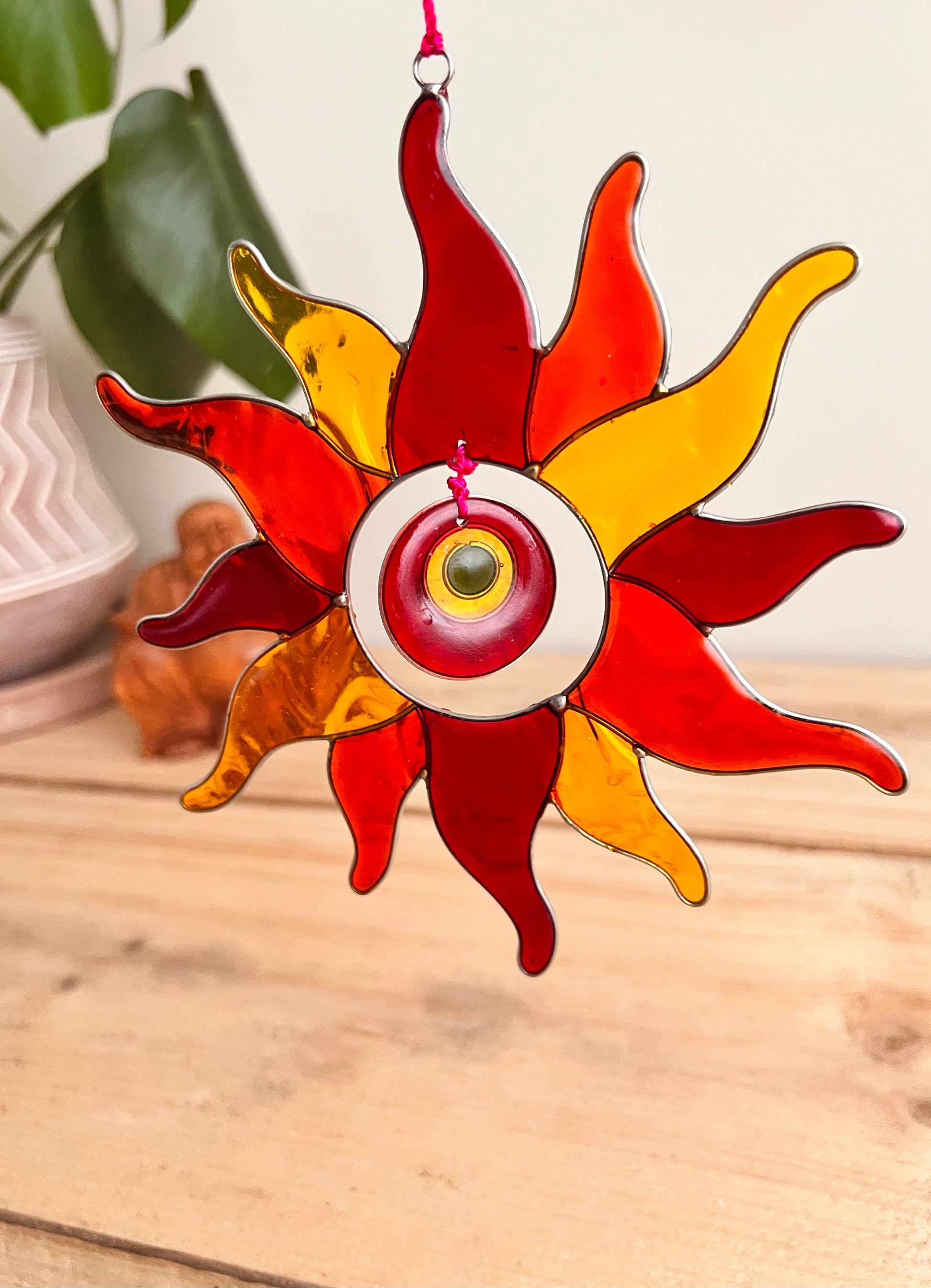 Hand Made Fair Trade Sun Shine Sun Catcher Resin Orange & Yellow Window Decoration