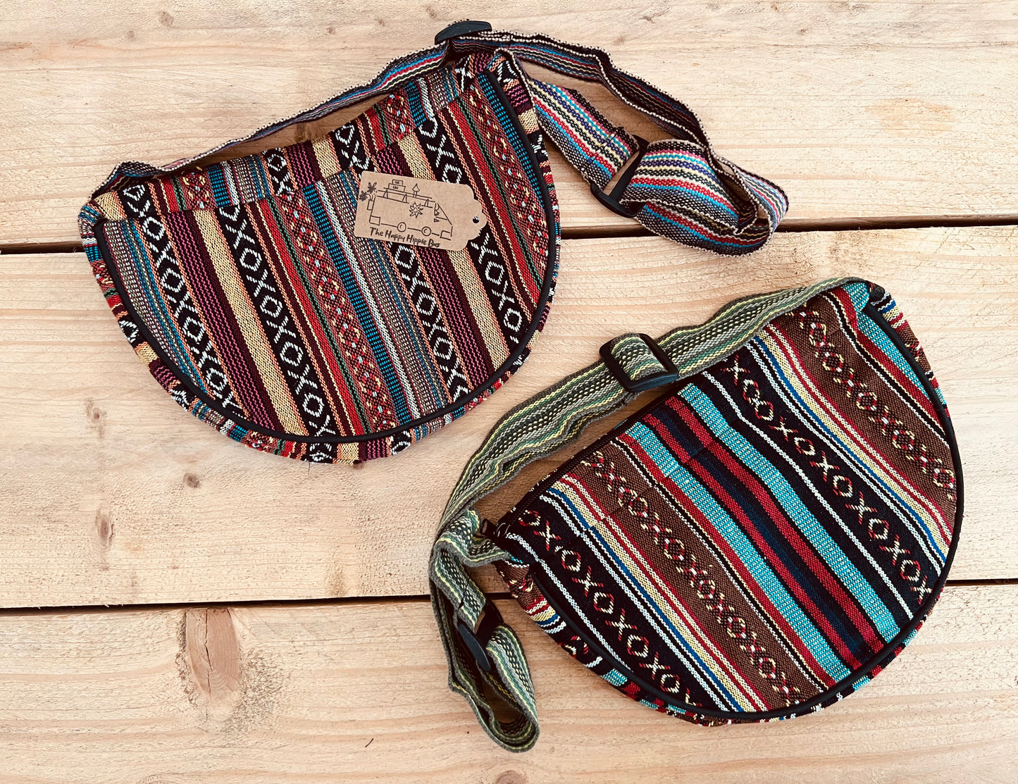Boho Crescent Moon Striped Mini Shoulder Bag
