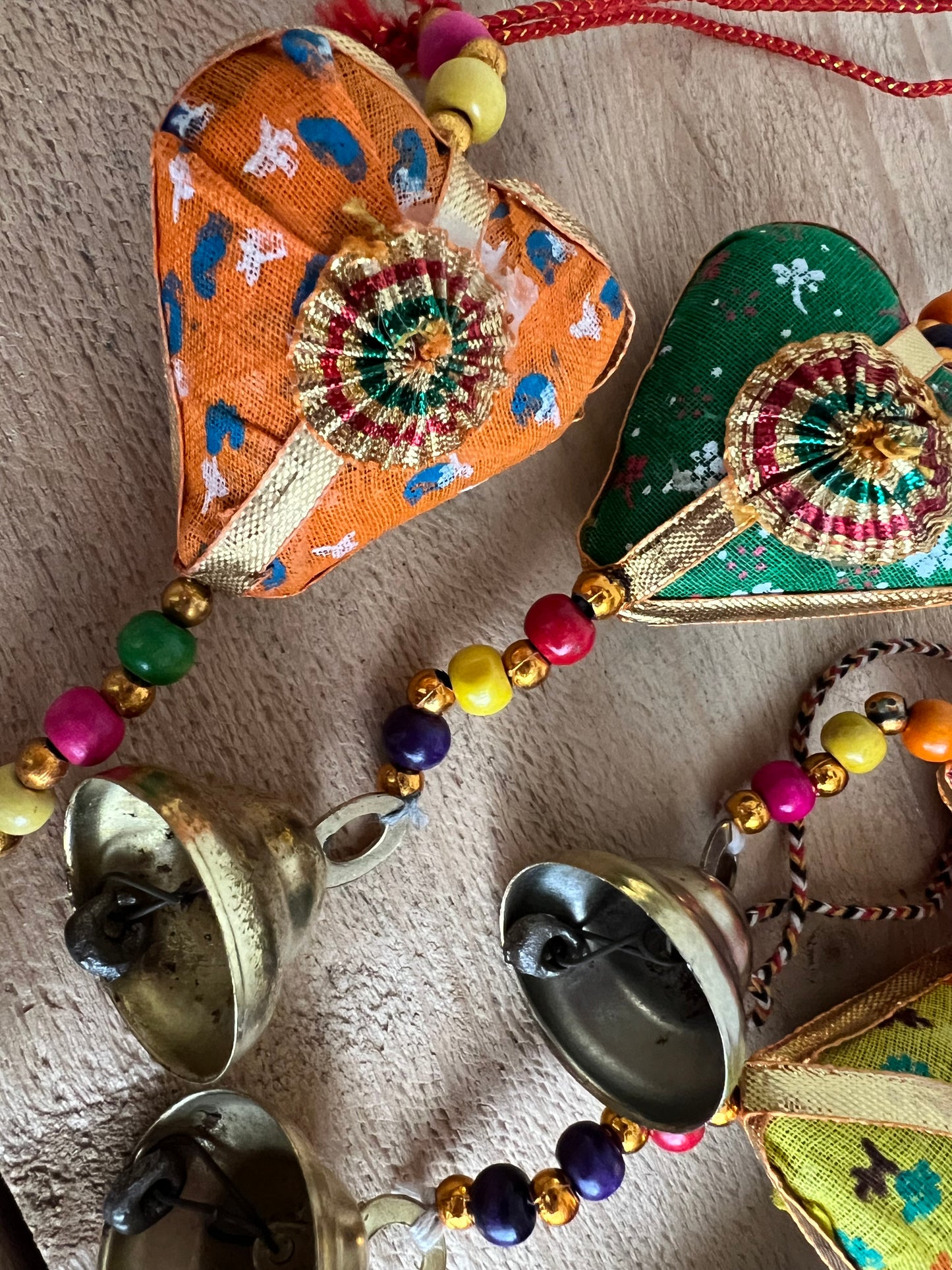 Hanging Fabric Heart Bell Windchime