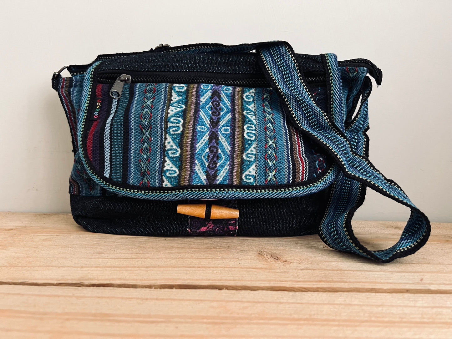 Blue stripped hippie shoulder bag