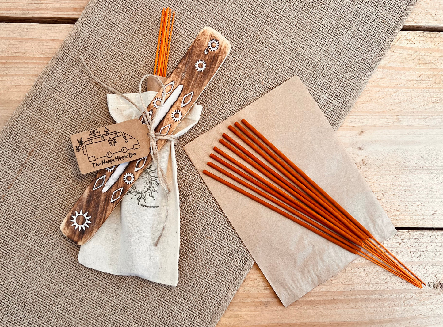 Orange zest incense sticks with incense holder set, citrus scented long, slow burn hand dipped energising scented incense sticks, handmade, fair trade home fragrance incense sticks