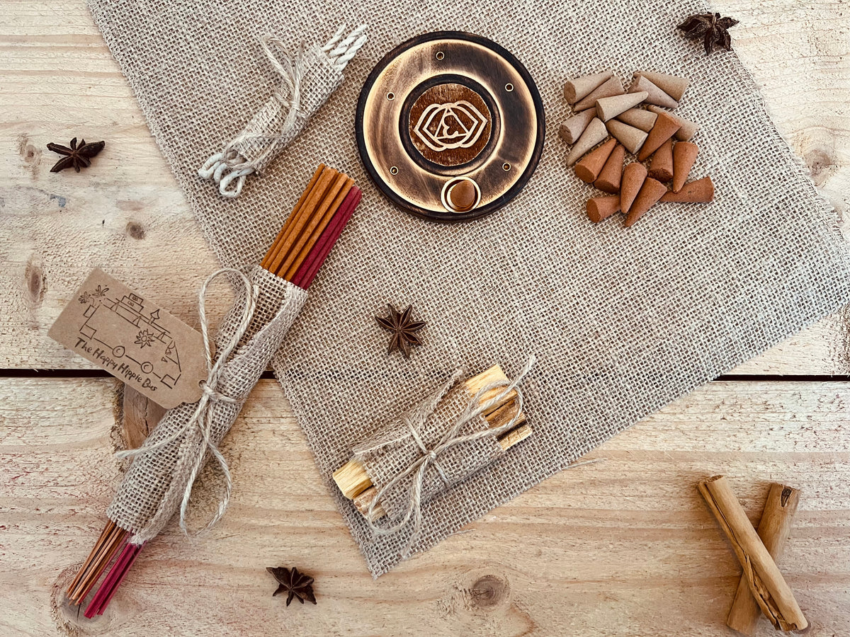 Handmade Fair Trade Ethically Sourced Autumn Fall Incense Gift Letterbox Gift Incense Cones Sticks Palo Santo Incrnse Ropes Incense Holder Appler Cinnamon Vanilla Plastic Free Gift