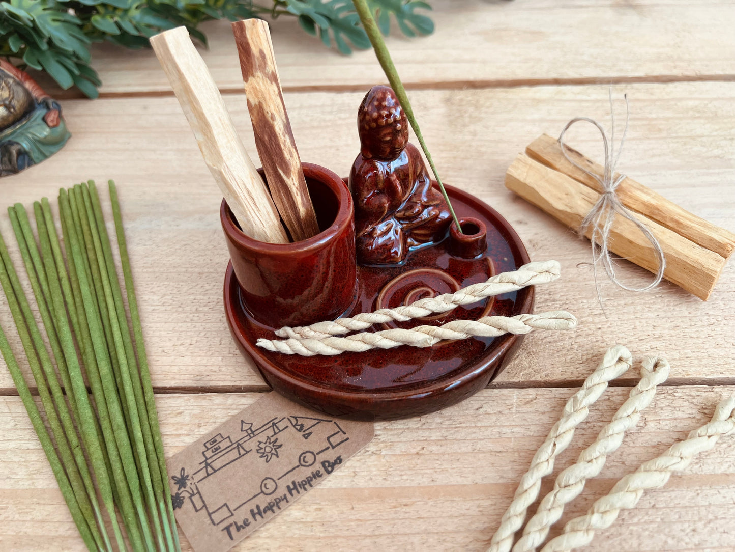 Ceramic Buddha Incense & Palo Santo Holder