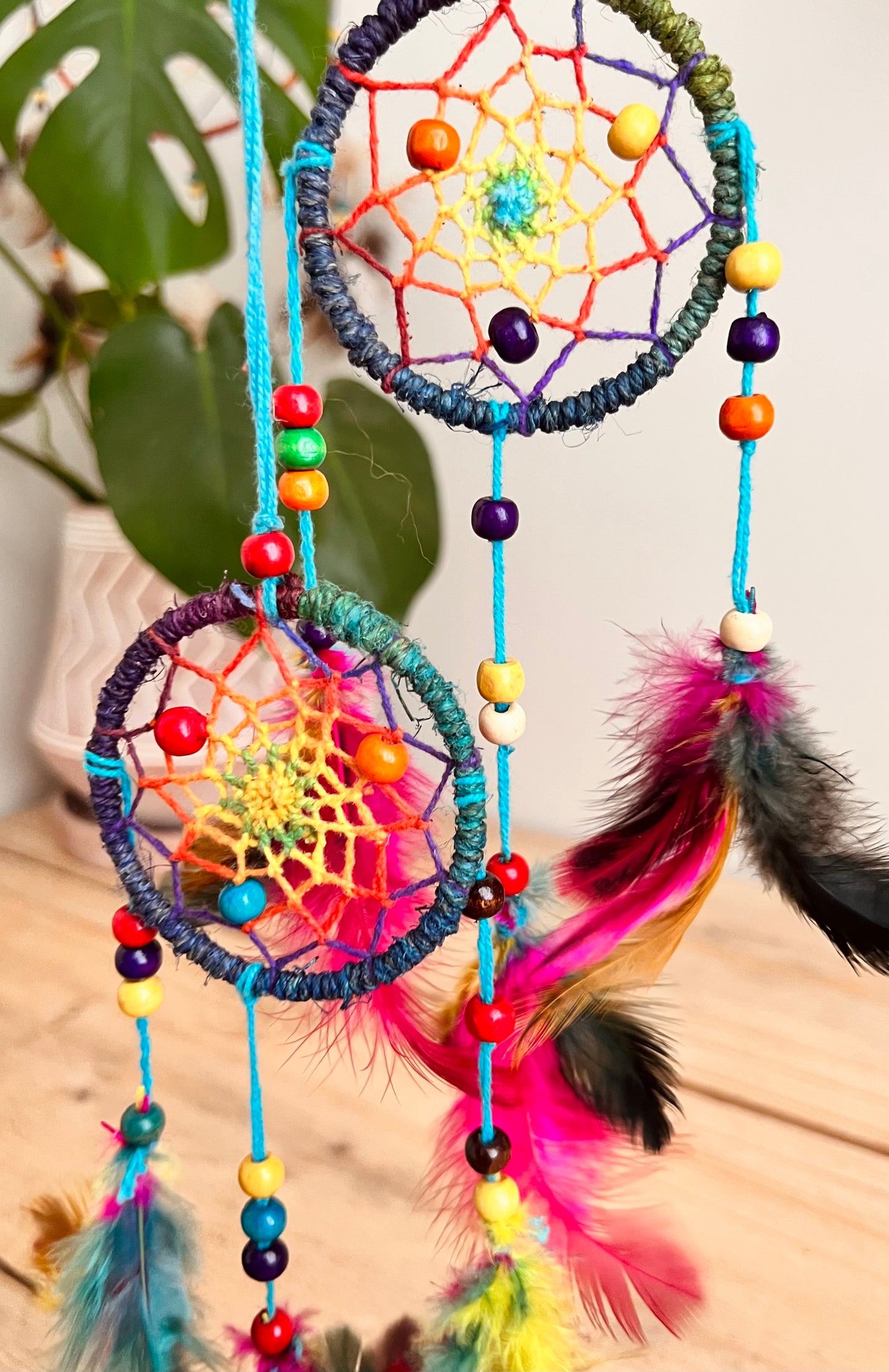 Handmade Fair Trade Mini Rainbow Colours dream catcher Bohemian Hippie Hanging Decor Bedroom Kids Adults 