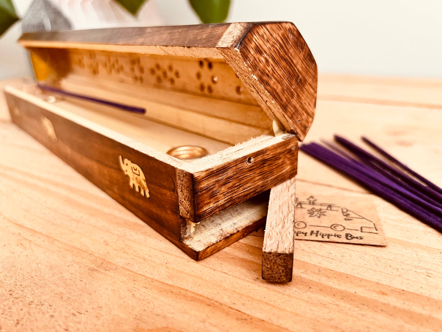 Wooden incense holder ash catcher incense cones incense joss sticks burner coffin box fair trade handmade ethical incense