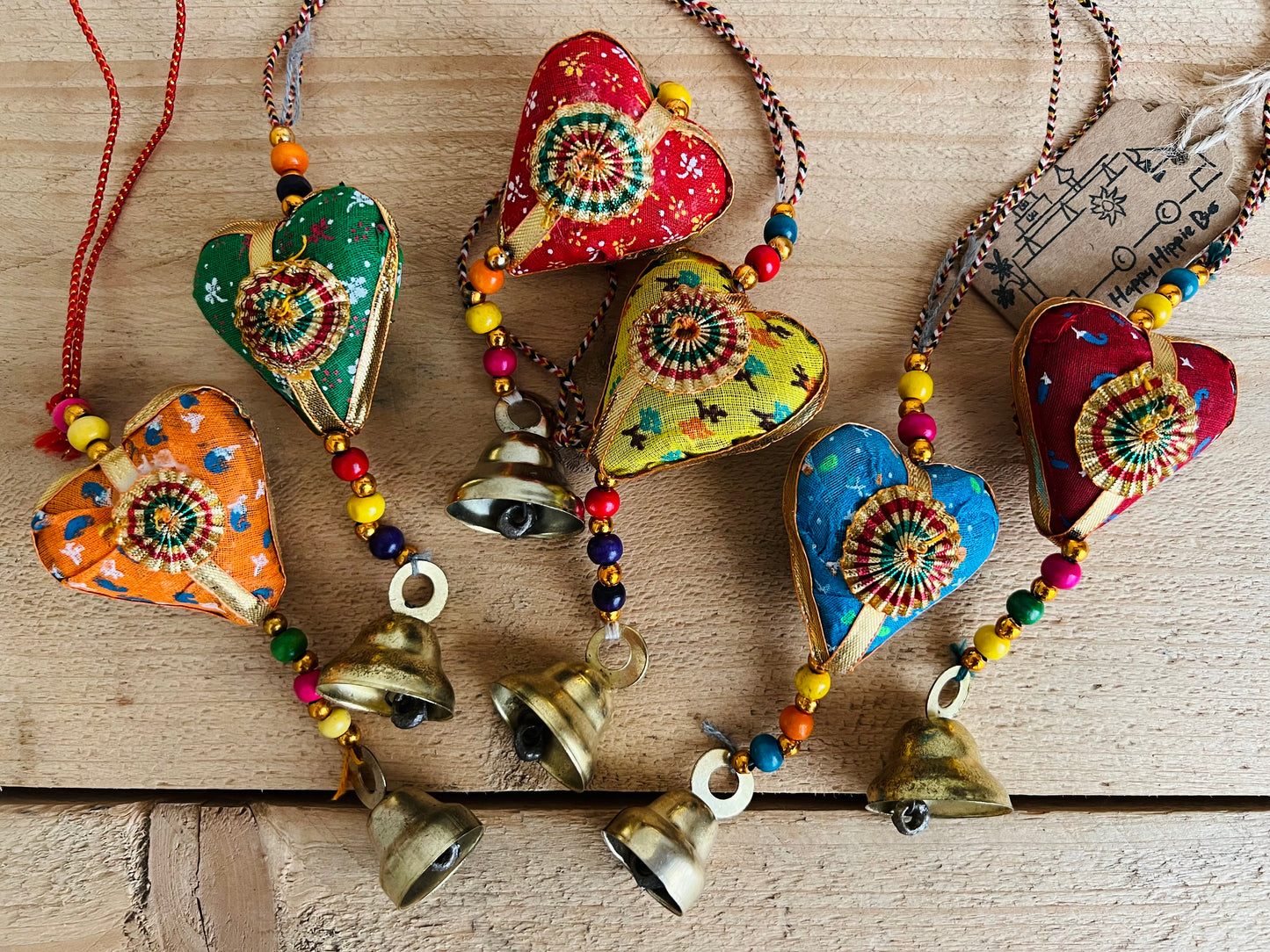 Hanging Fabric Heart Bell Windchime